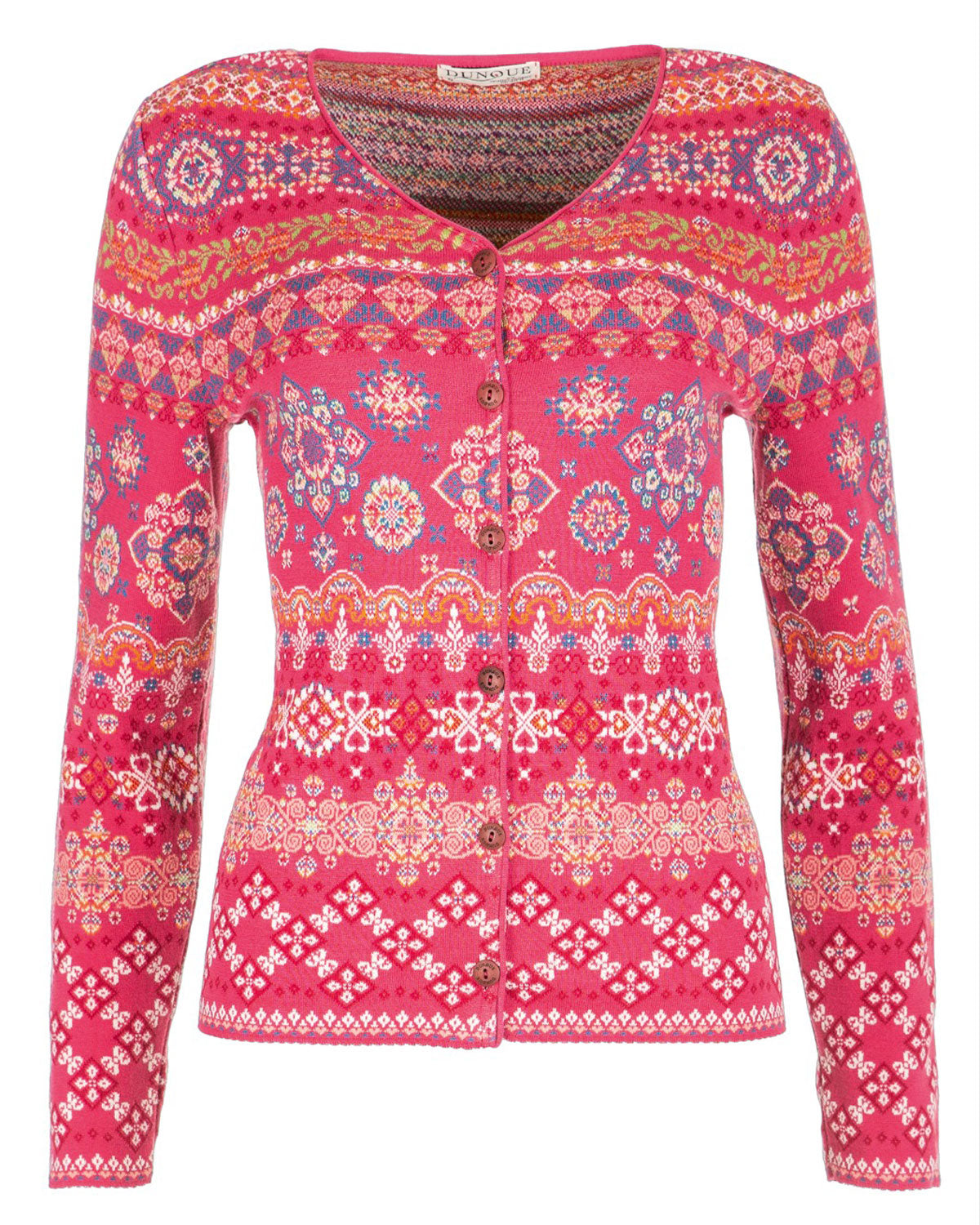 Dunque Damen Jacquard Strickjacke Bio Baumwolle