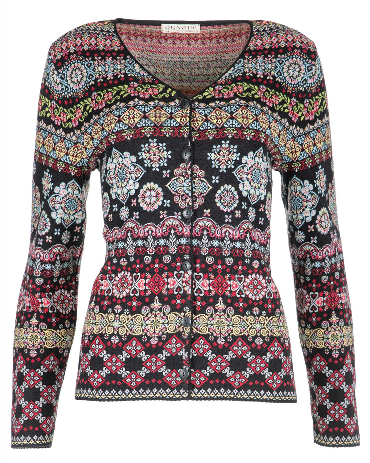 Dunque Damen Jacquard Strickjacke Bio Baumwolle