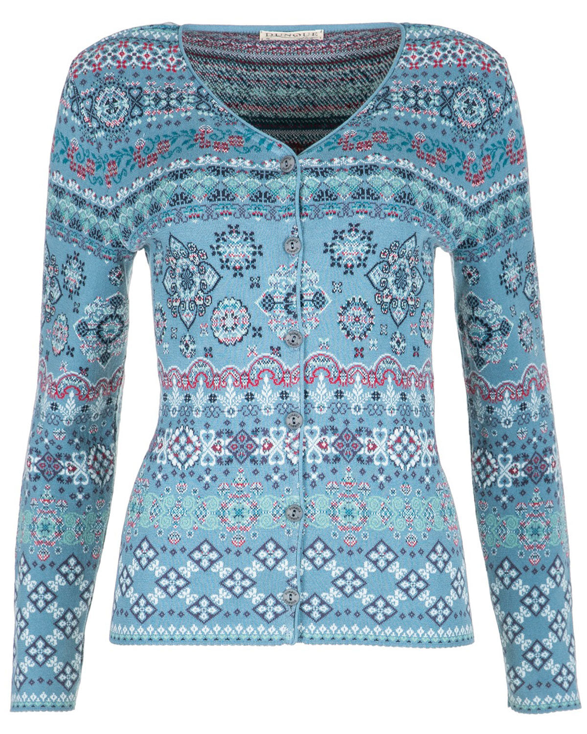 Dunque Damen Jacquard Strickjacke Bio Baumwolle