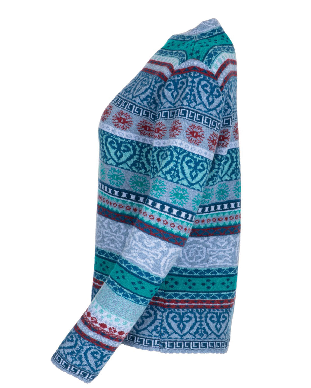 Dunque Damen Jacquard Kelchkragen Pullover Schurwolle