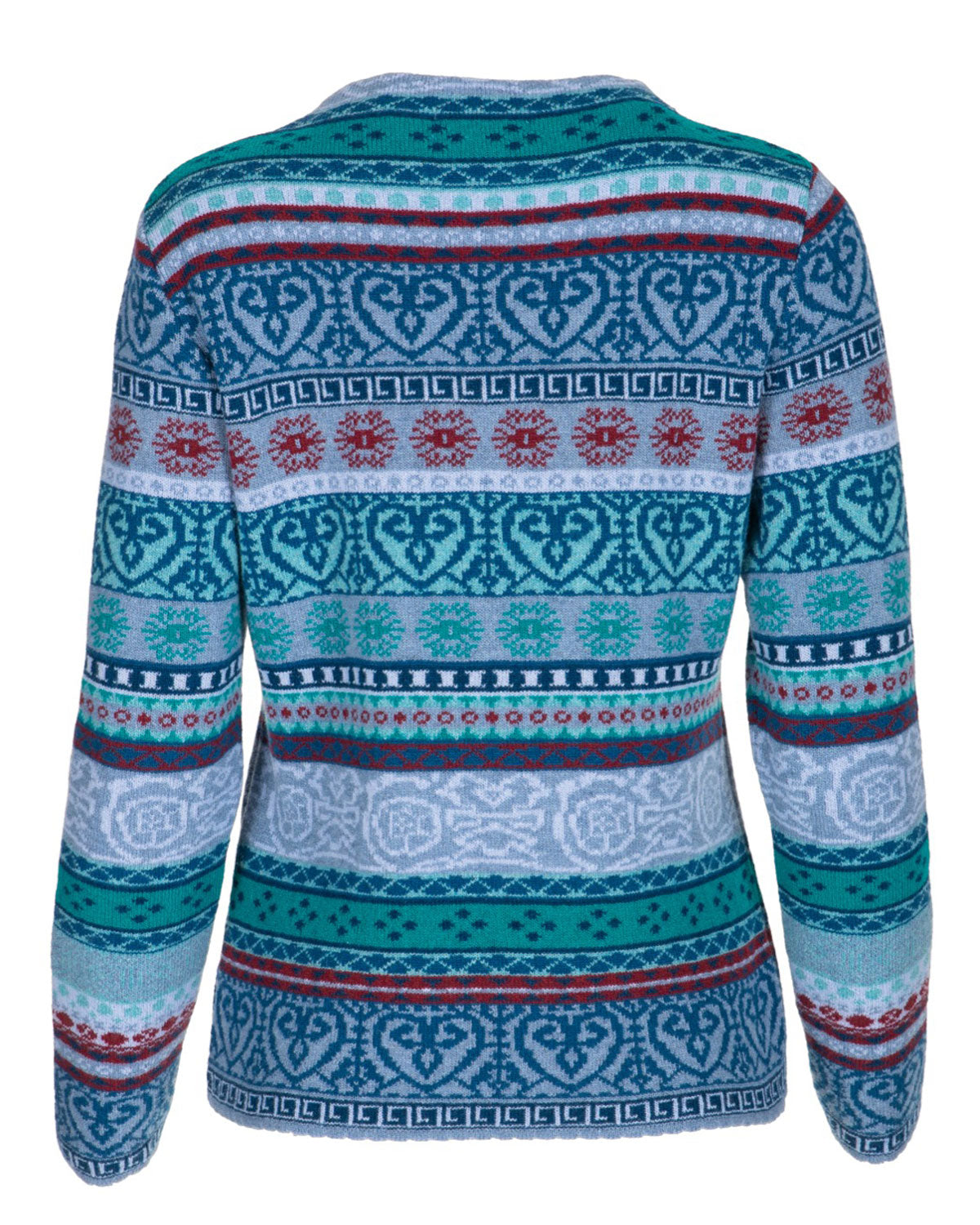 Dunque Damen Jacquard Kelchkragen Pullover Schurwolle