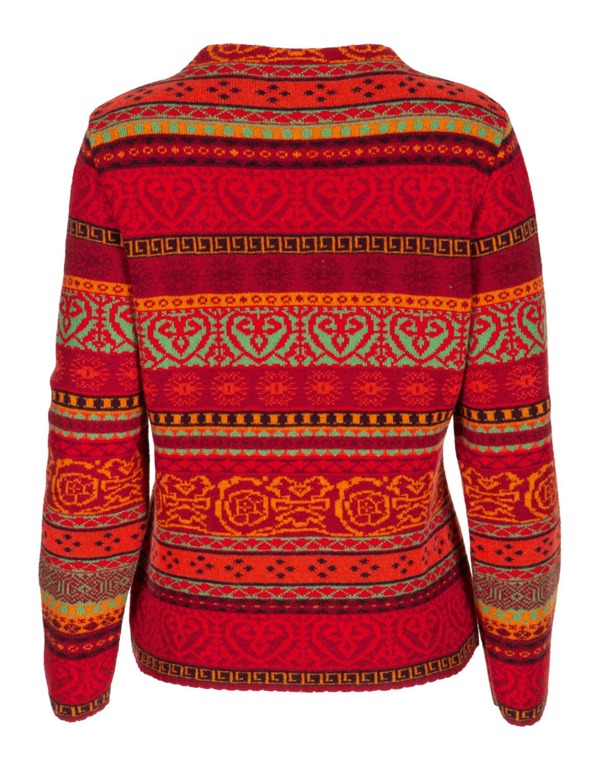 Dunque Damen Jacquard Kelchkragen Pullover Schurwolle