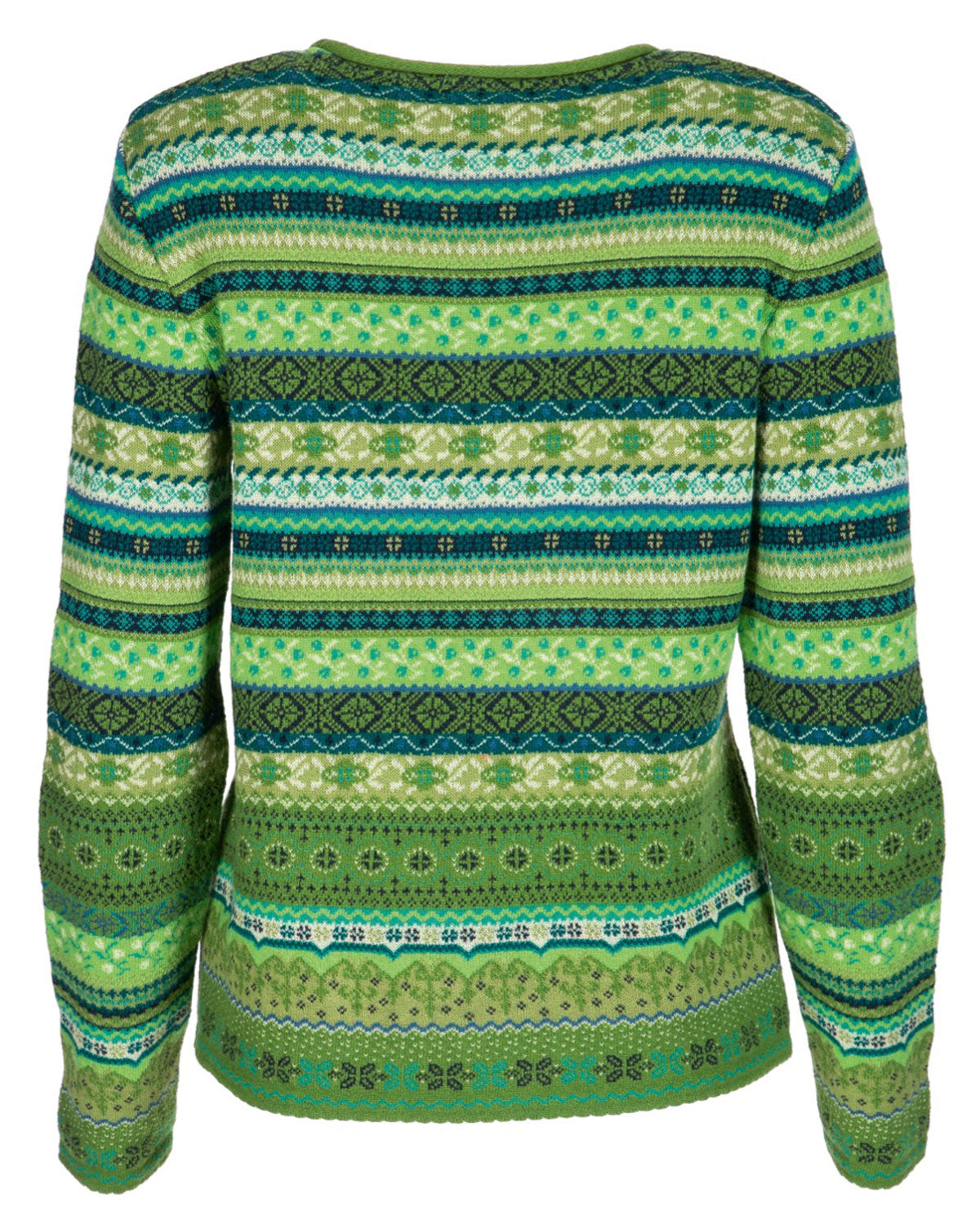 Dunque Damen Jacquard Pullover Rundhals Wolle Bio Baumwolle