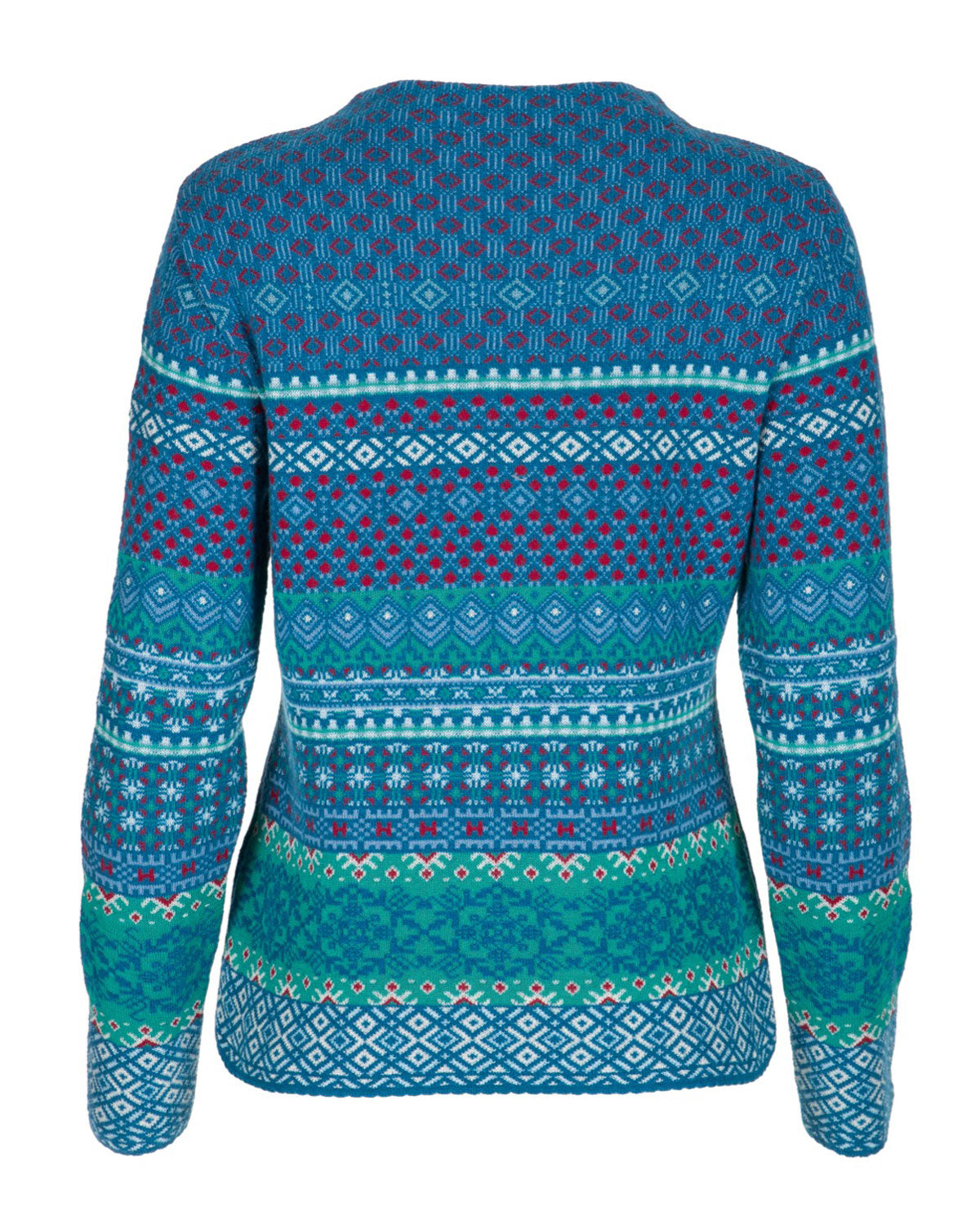 Damen-Jacquard-Pullover mit Kelchkragen Schurwolle Baumwolle (Bio)