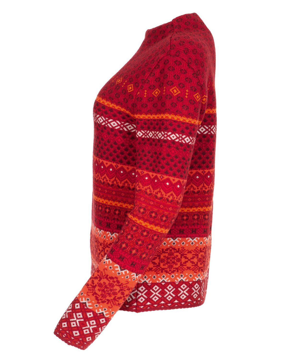 Damen-Jacquard-Pullover mit Kelchkragen Schurwolle Baumwolle (Bio)
