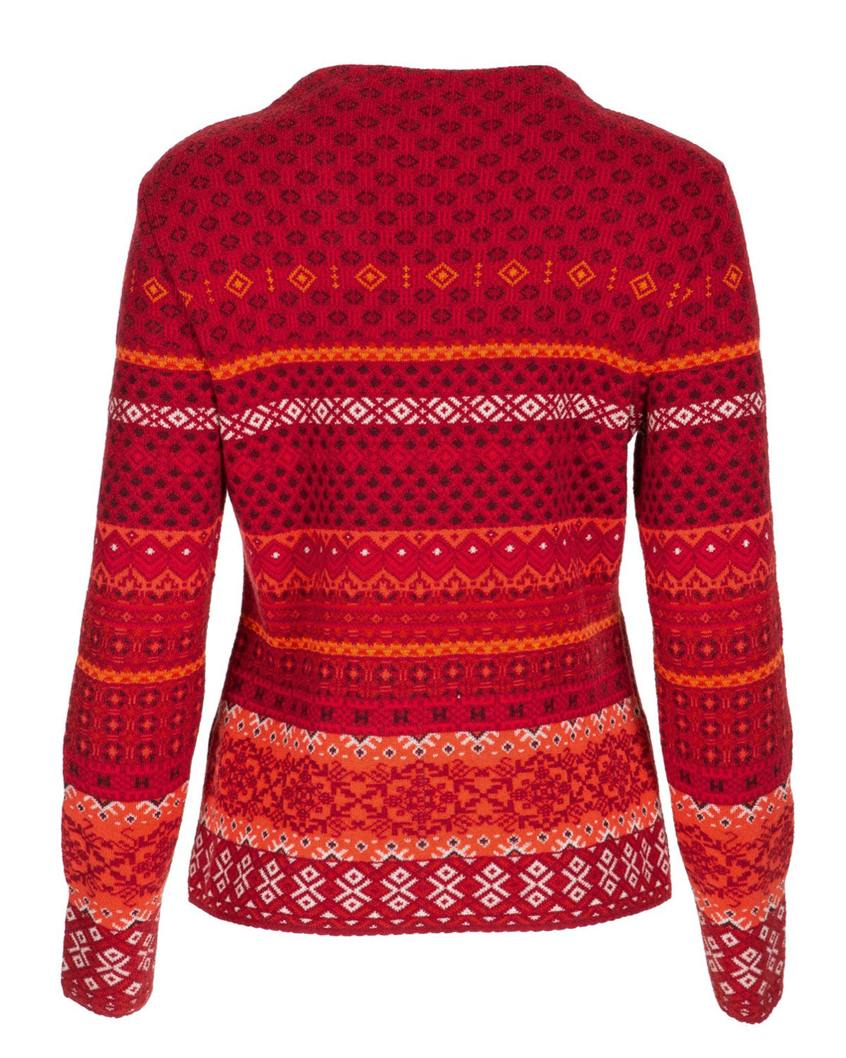 Damen-Jacquard-Pullover mit Kelchkragen Schurwolle Baumwolle (Bio)