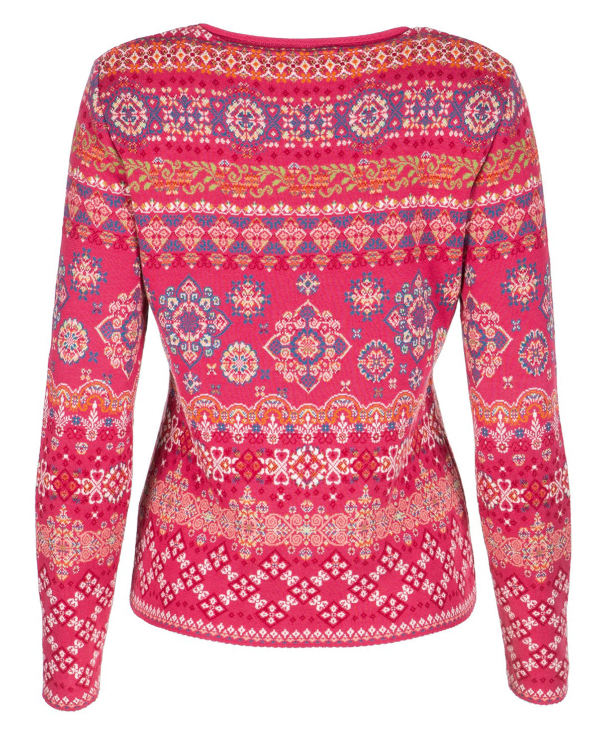 Dunque Damen Jacquard Pullover Rundhals Bio Baumwolle