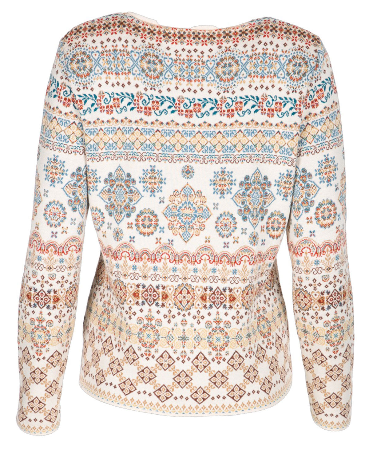Dunque Damen Jacquard Pullover Rundhals Bio Baumwolle
