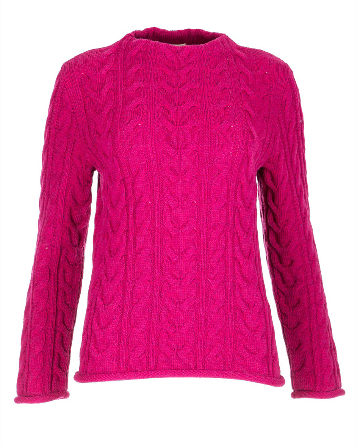Dunque Damen Schurwolle Pullover Zopfmuster