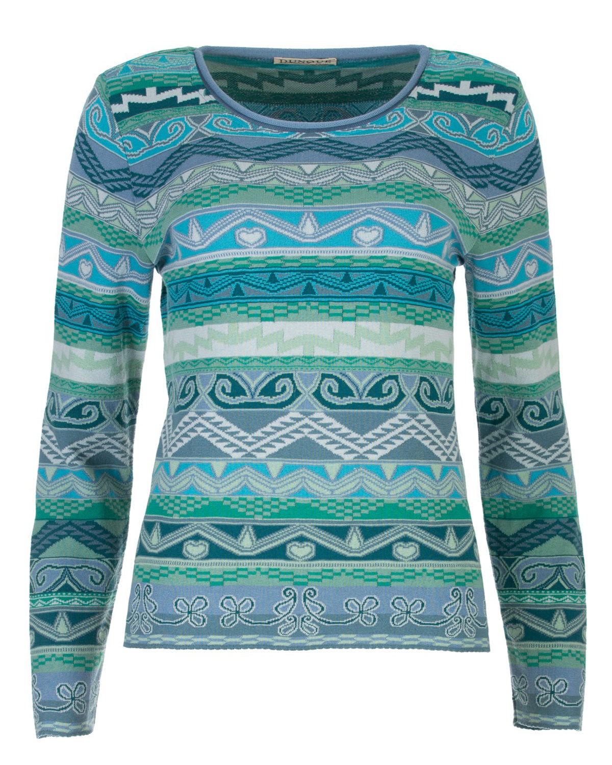 Dunque Damen Jacquard-Strick Pullover Bio Baumwolle