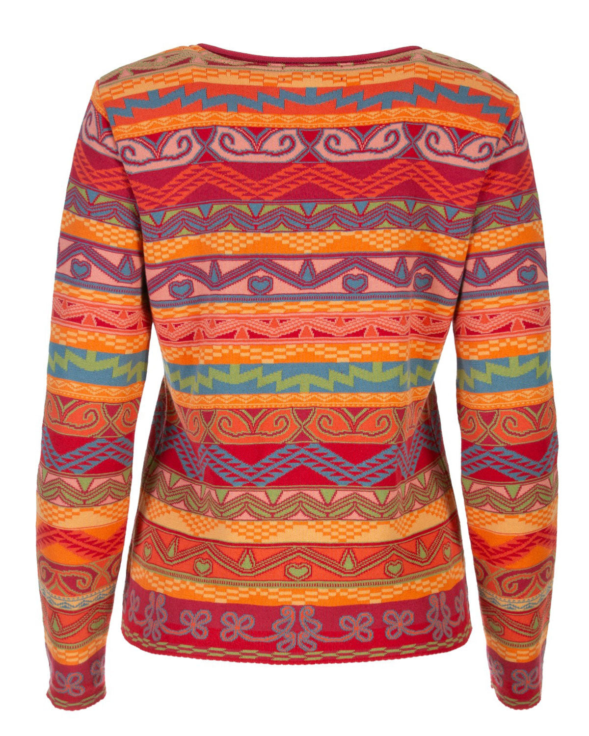 Dunque Damen Jacquard-Strick Pullover Bio Baumwolle