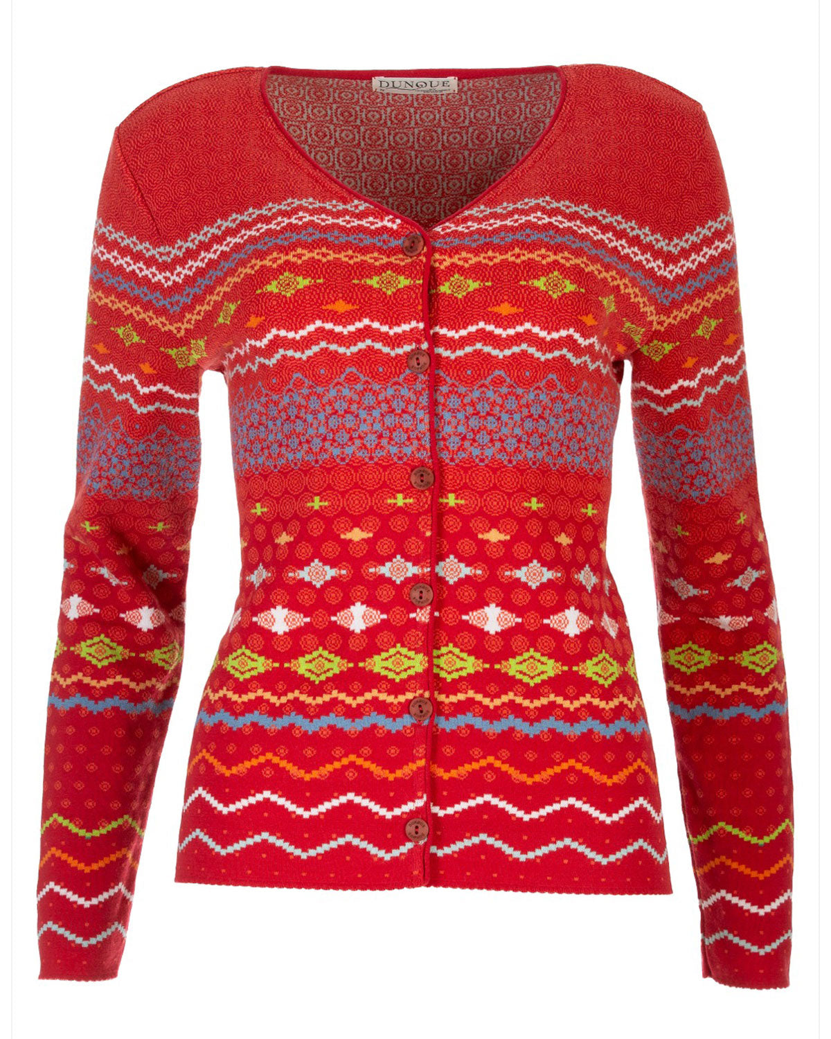 Dunque Damen Jacquard-Strickjacke reiner Baumwolle Bio