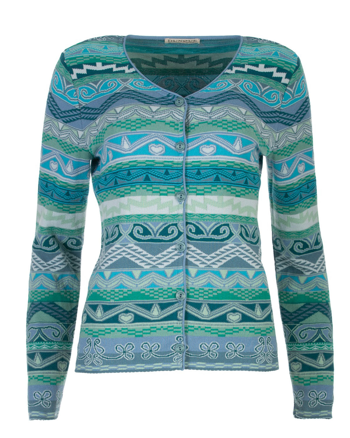 Dunque Damen Jacquard-Strickjacke Baumwolle Bio