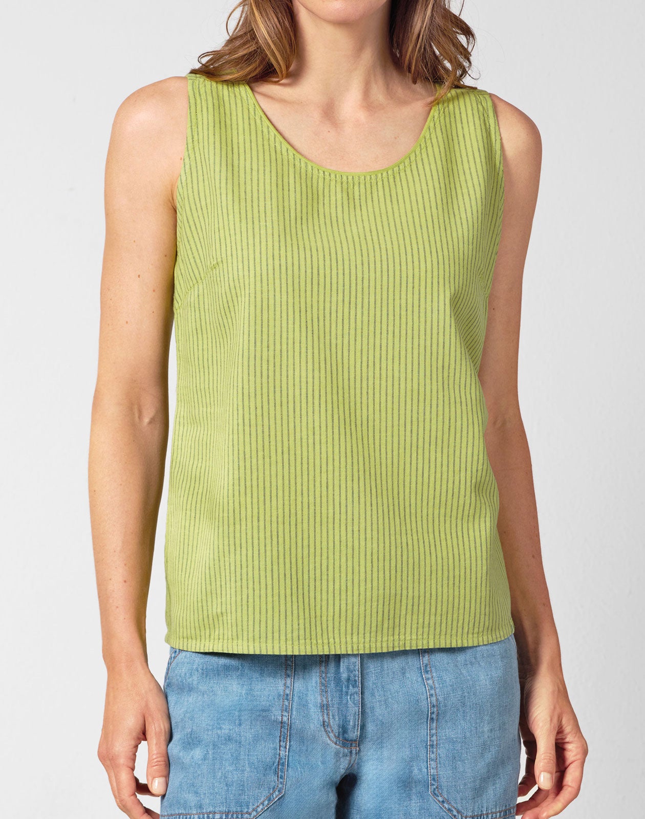 Hempage Damen Tank Top geringelt Hanf Bio Baumwolle