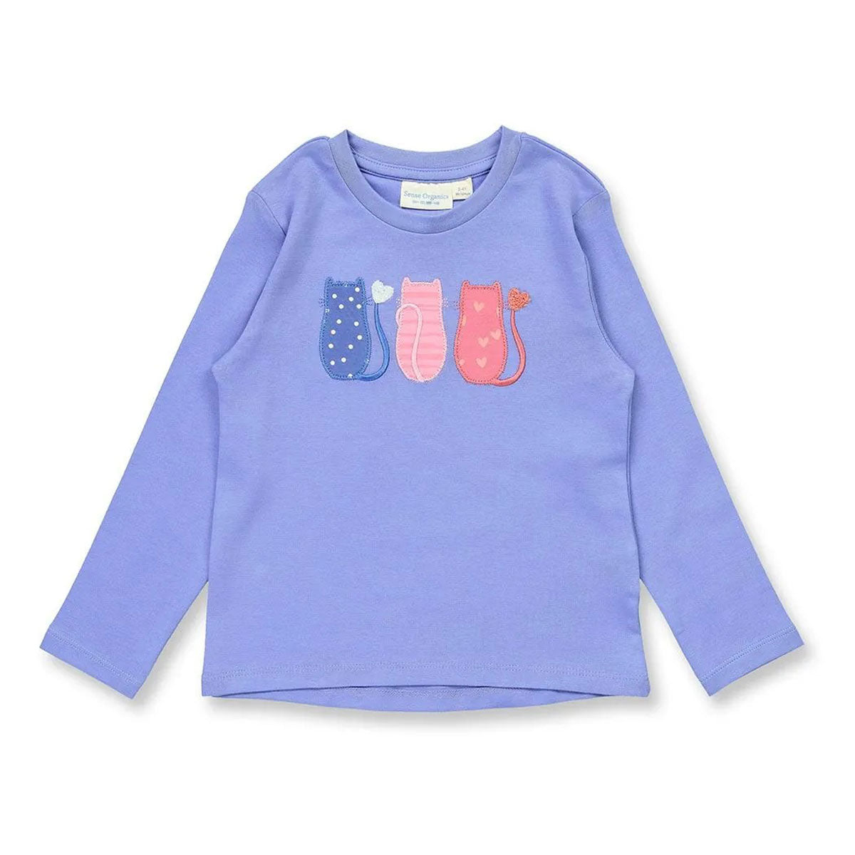 Kinder Payjama mit Katzen-Applikation Flanel Hose Bio Baumwolle