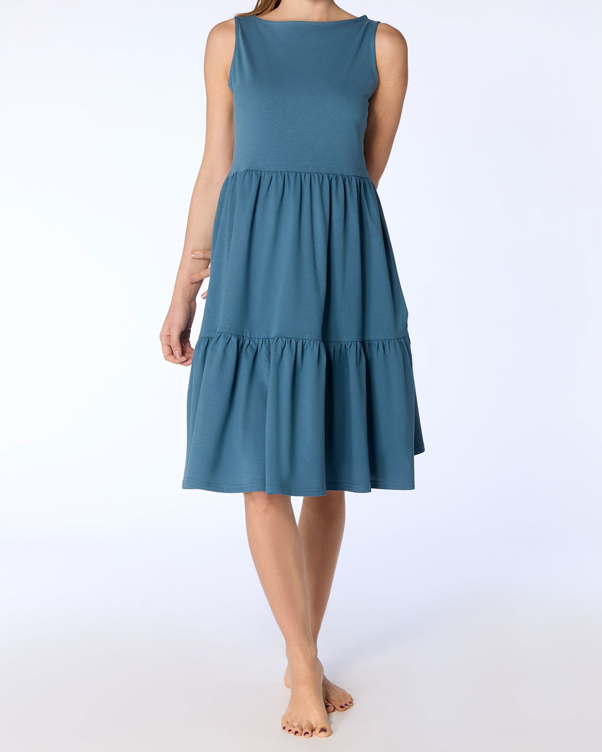 Leela Cotton Damen Volantkleid reiner Bio Baumwolle