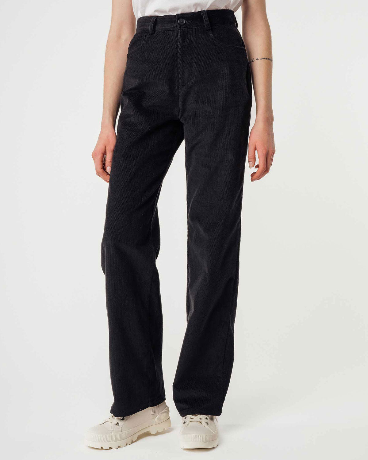 Mela Damen Cord Hose mit hohem Bund und weitem Bein Bio Baumwolle