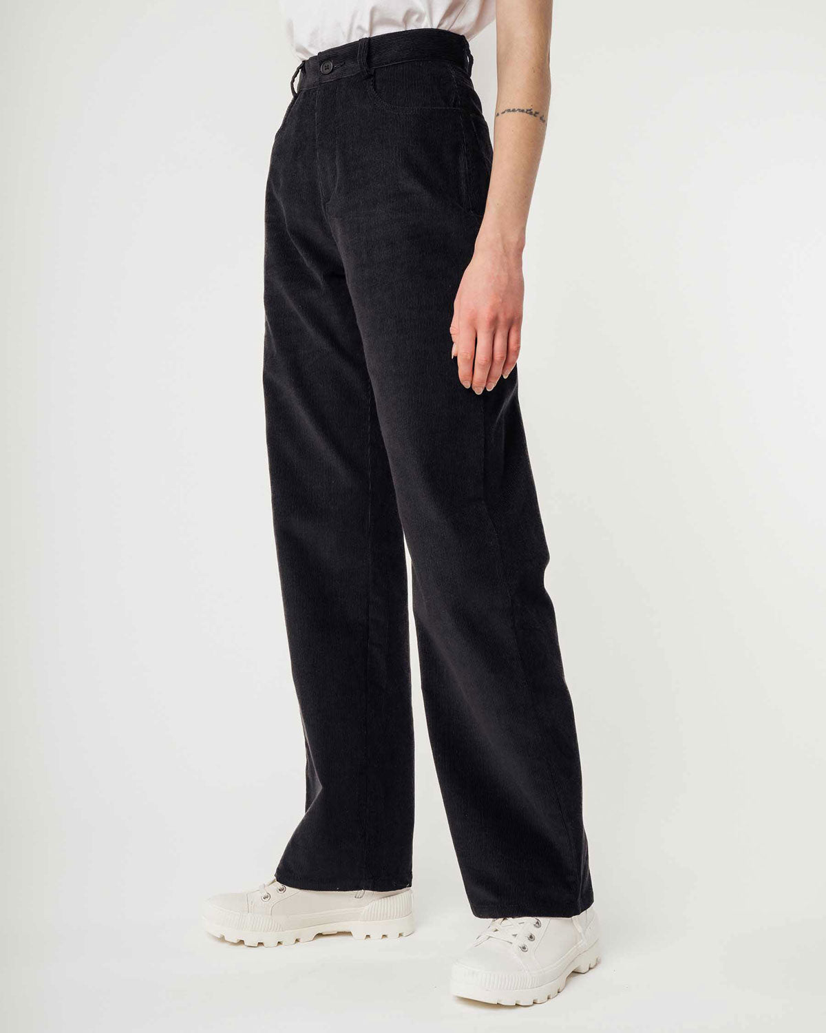 Mela Damen Cord Hose mit hohem Bund und weitem Bein Bio Baumwolle