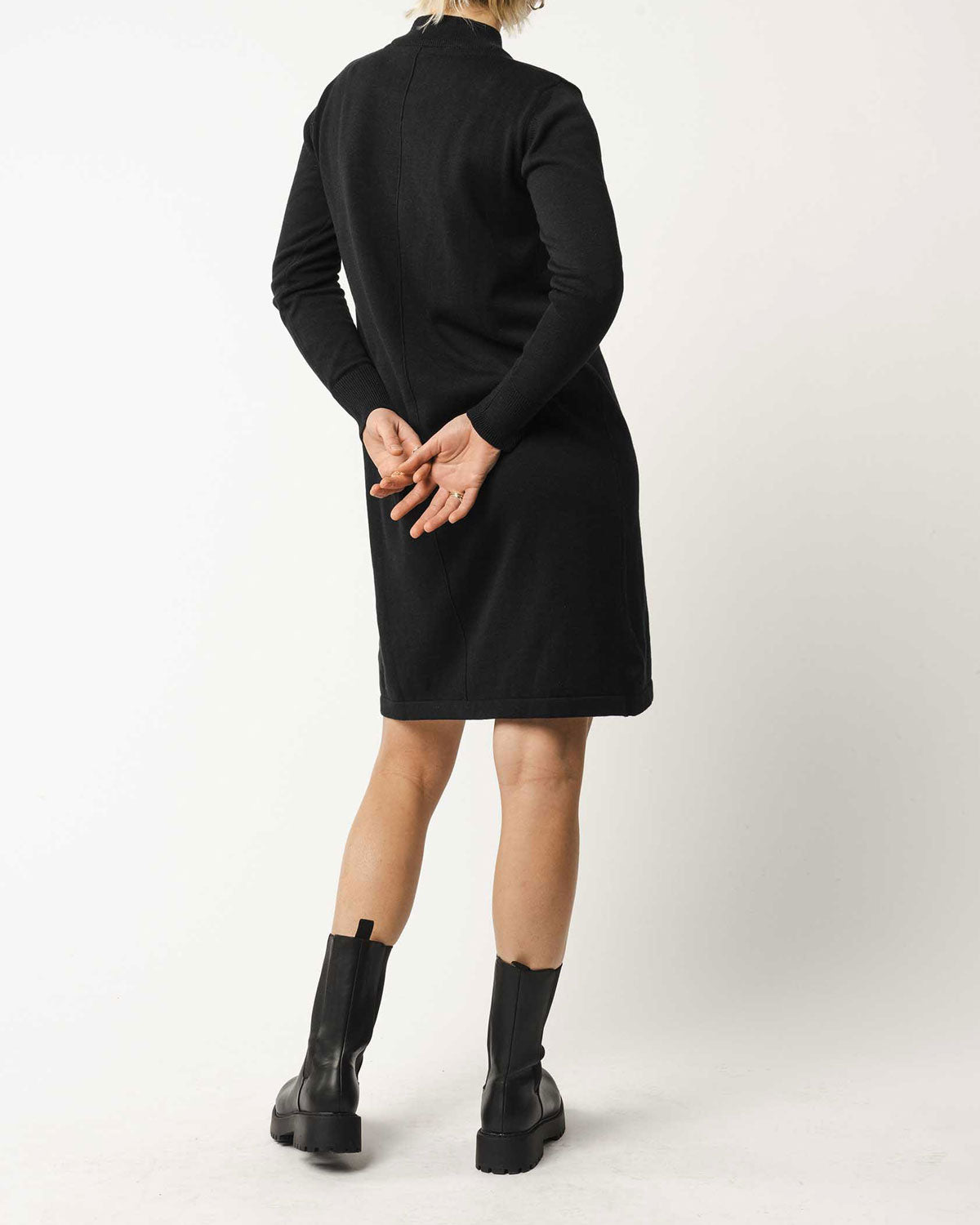 Mela Damen Bio Baumwolle Basic Stehkragen Feinstrick Kleid
