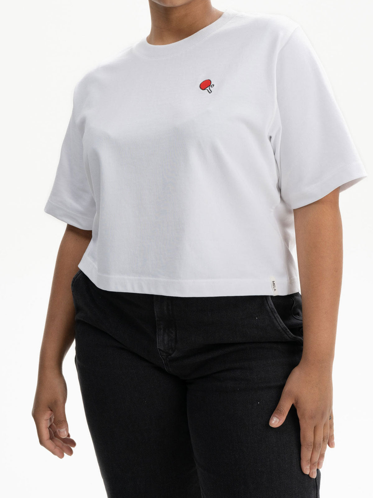 Mela Damen Bio Baumwolle T-Shirt ping-pong Strickerei