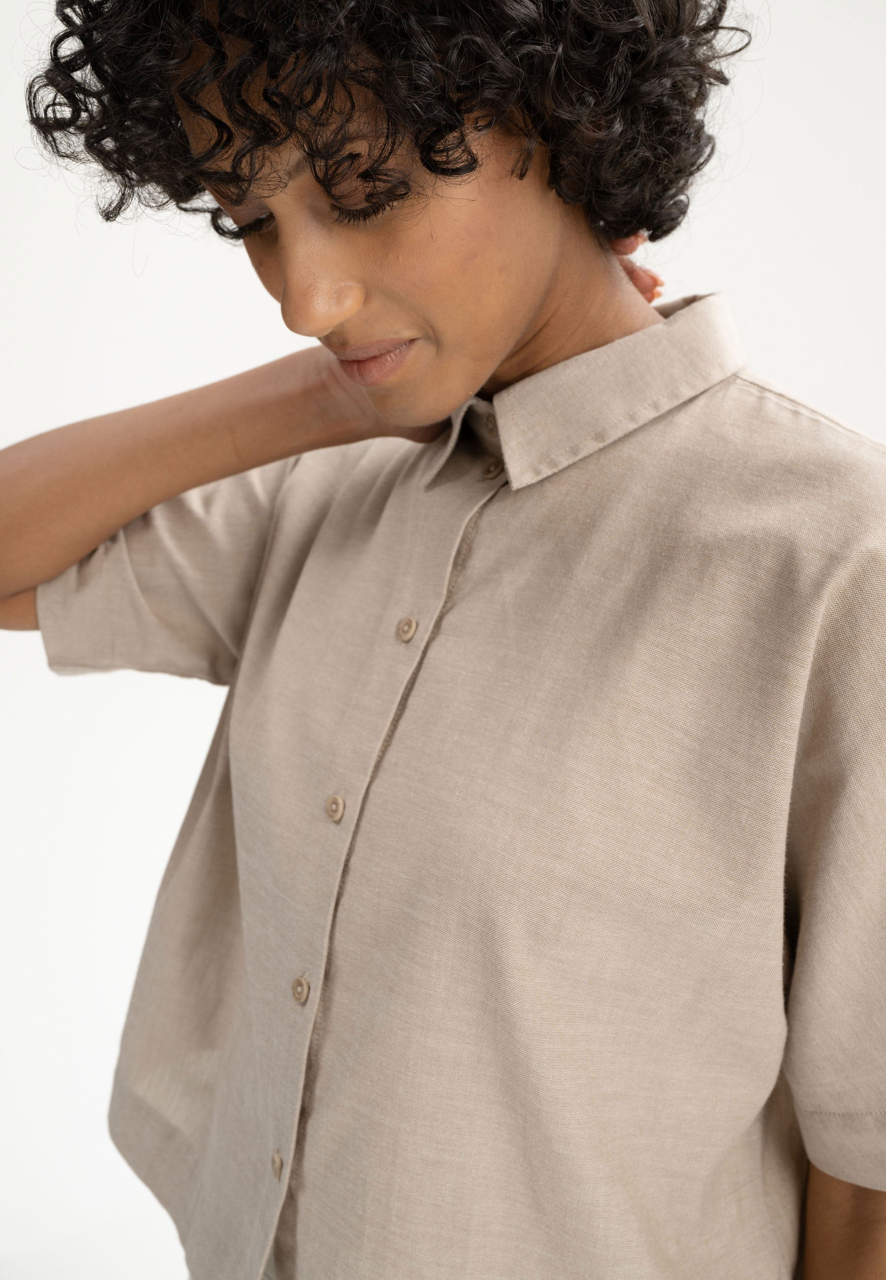 Mela Damen Oversize Hemd Kurzarm Bio Baumwolle