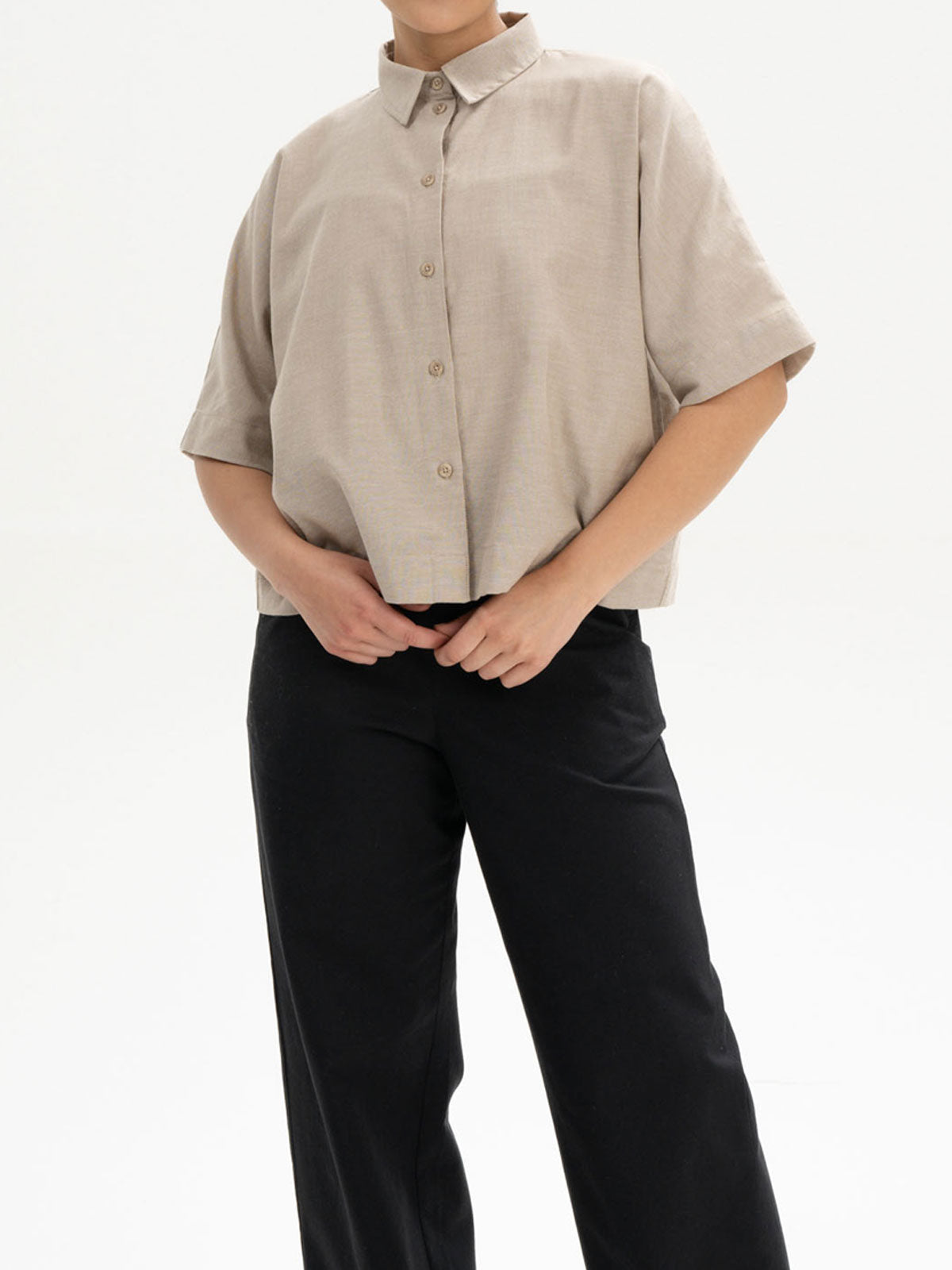 Mela Damen Oversize Hemd Kurzarm Bio Baumwolle