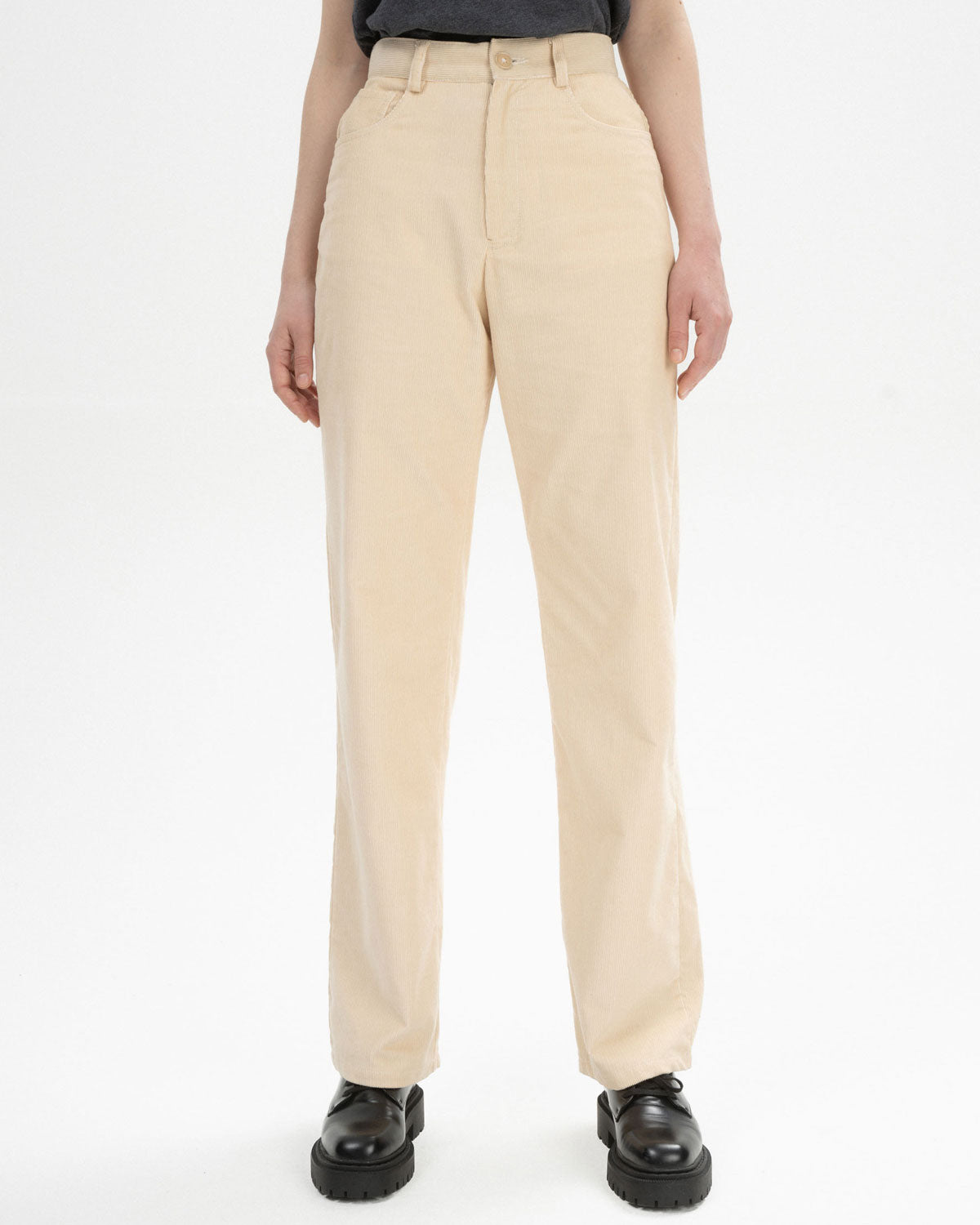Mela Damen Cord Hose mit hohem Bund und weitem Bein Bio Baumwolle