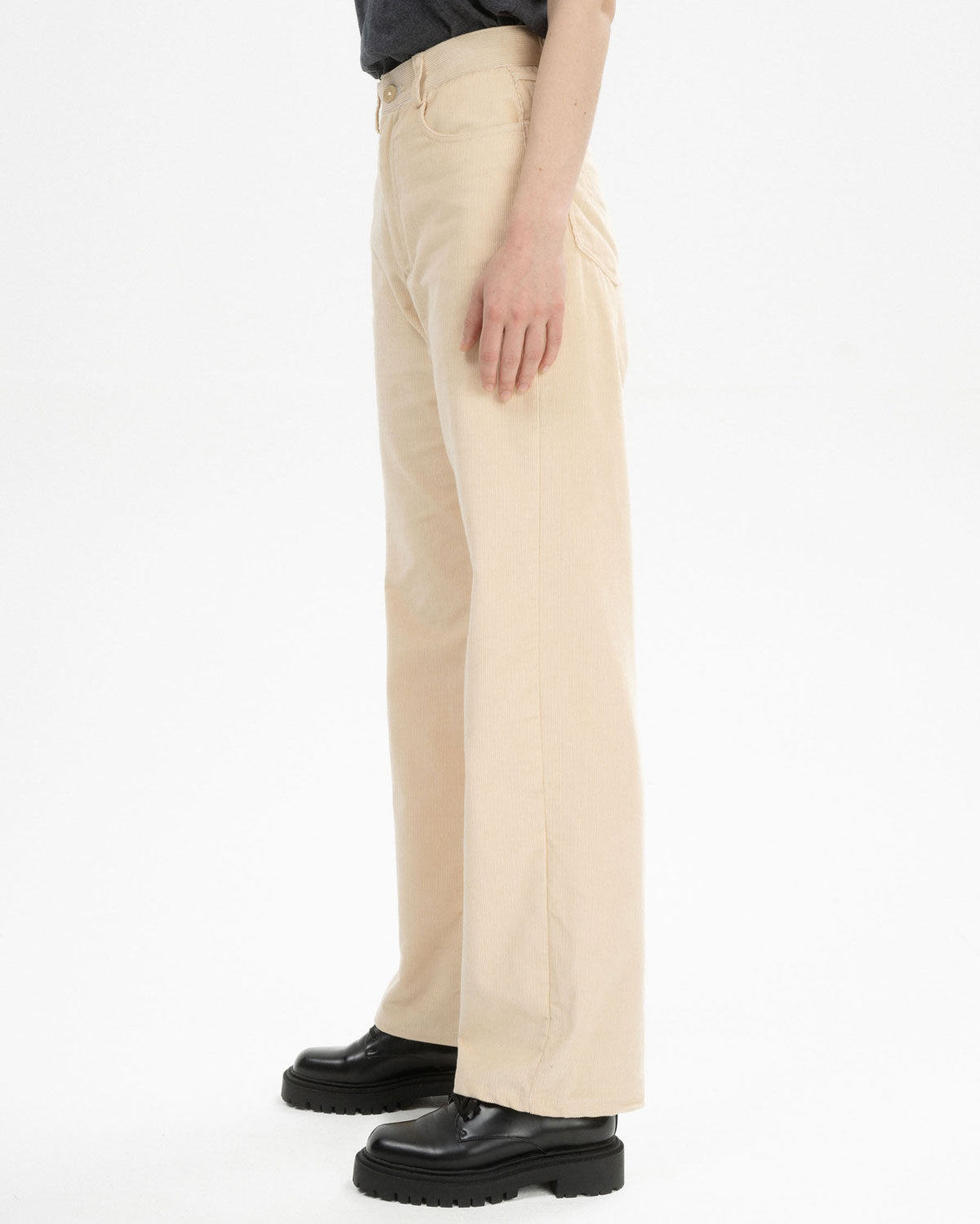 Mela Damen Cord Hose mit hohem Bund und weitem Bein Bio Baumwolle