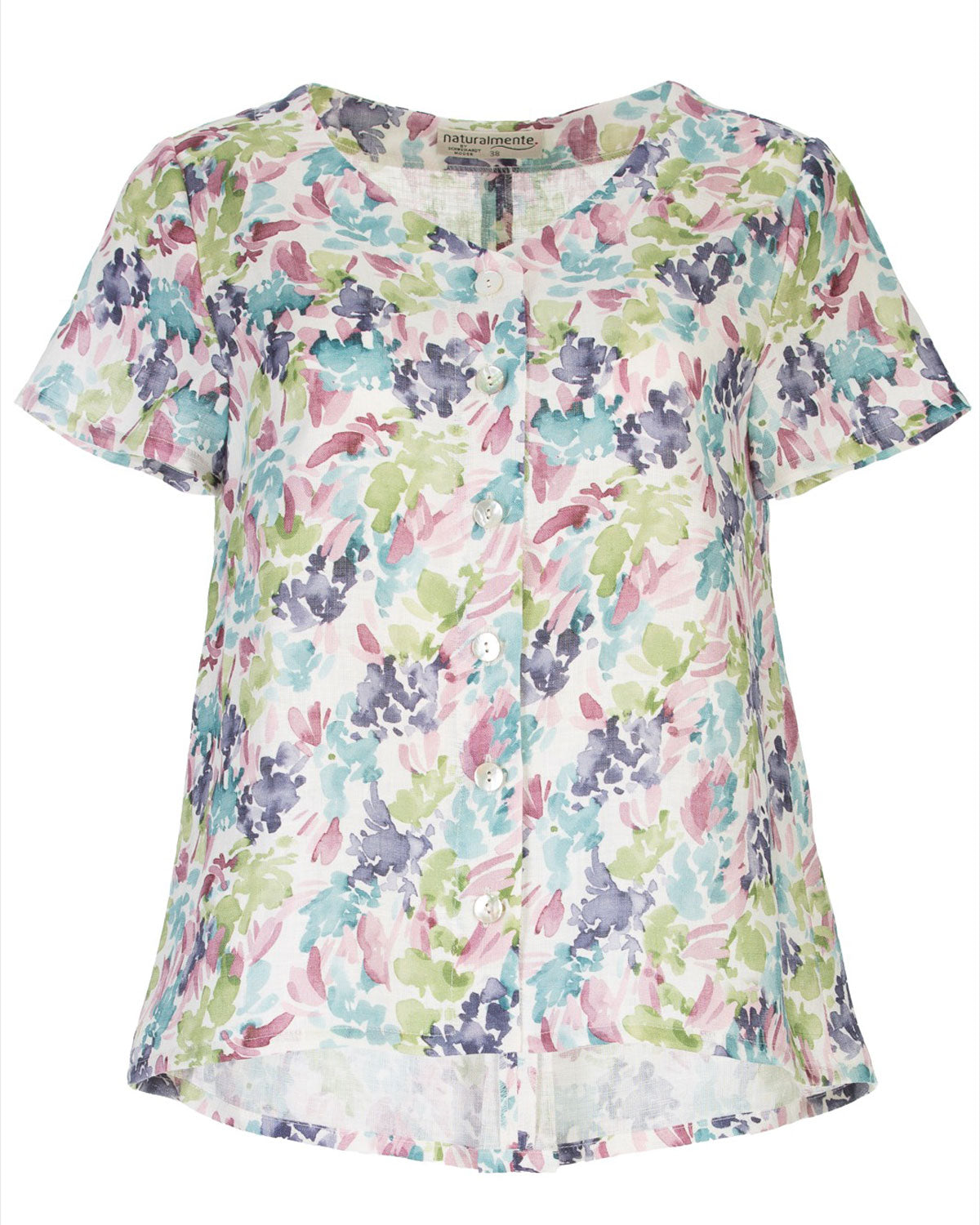 Naturalmente Damen-Leinenbluse mit floralem Muster