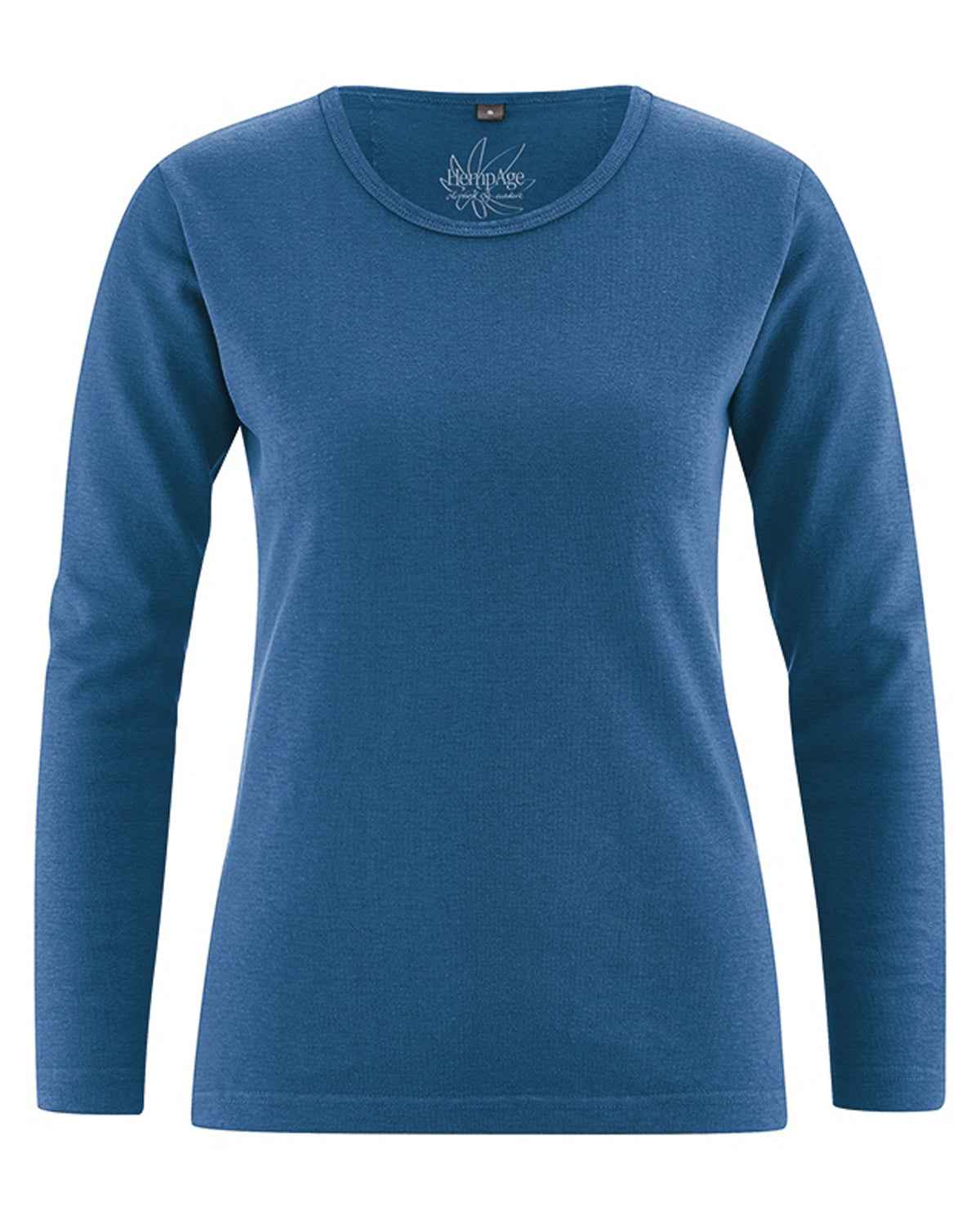 Hempage Damen Langarm Basic Shirt Hanf Bio Baumwolle