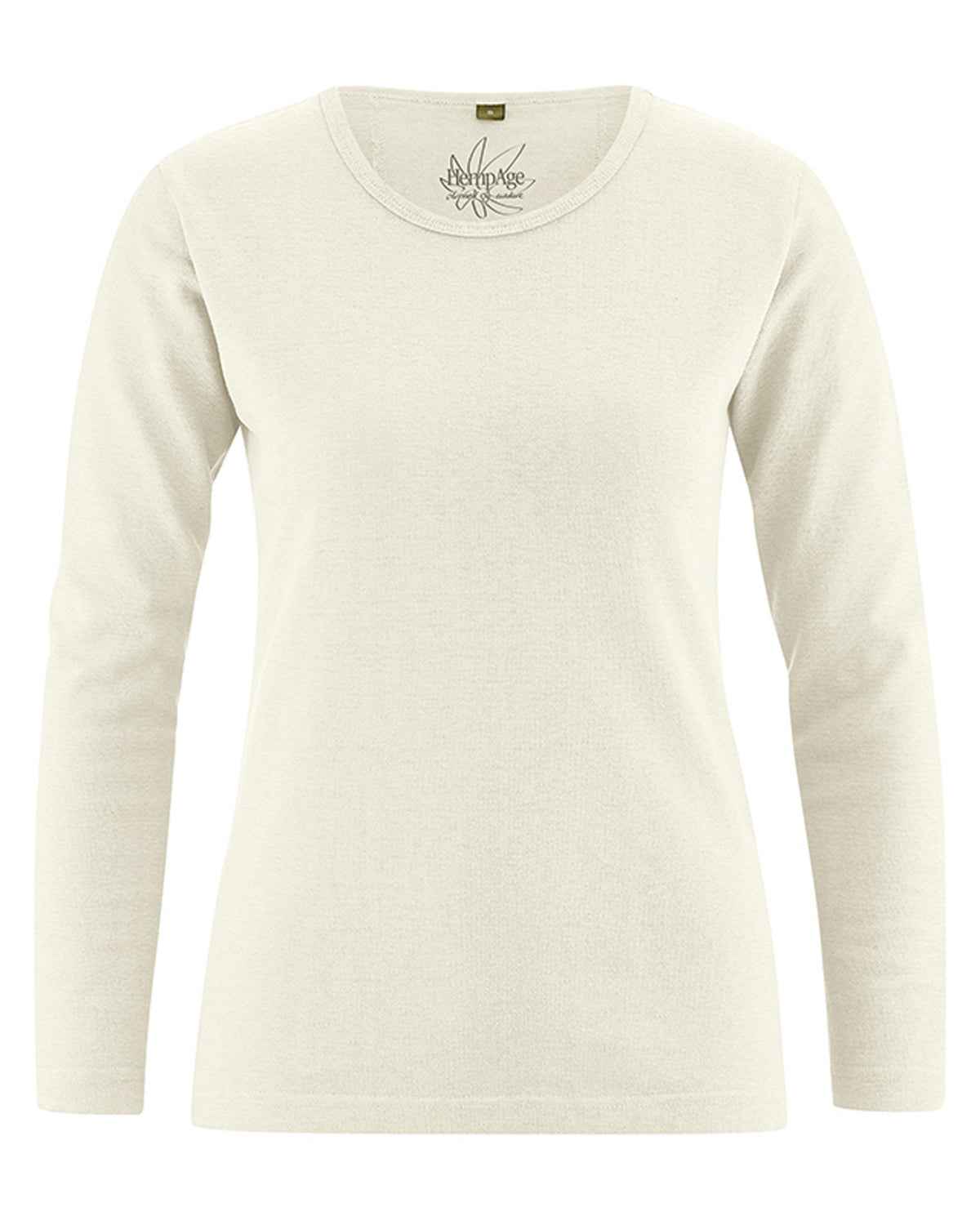 Hempage Damen Langarm Basic Shirt Hanf Bio Baumwolle