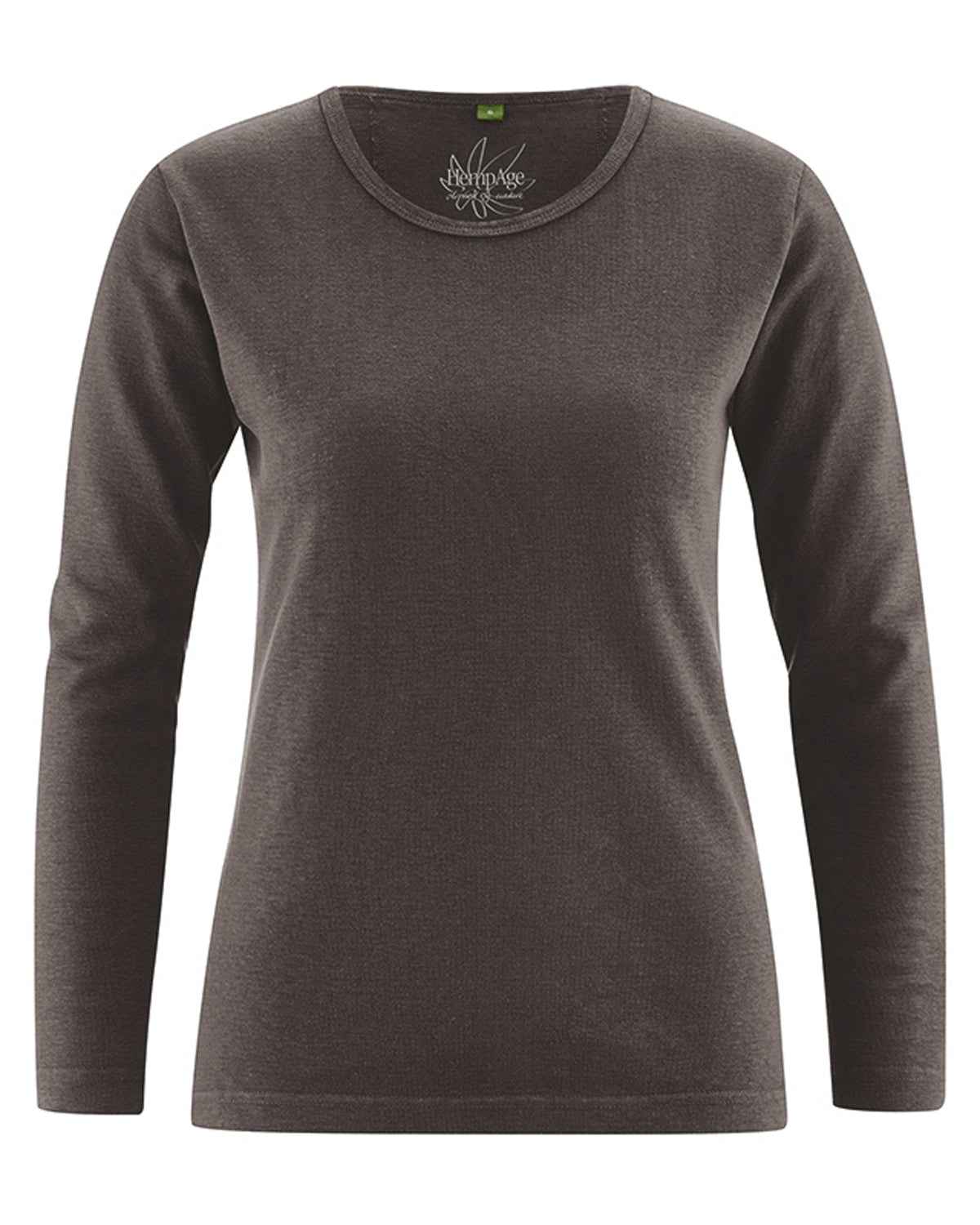 Hempage Damen Langarm Basic Shirt Hanf Bio Baumwolle