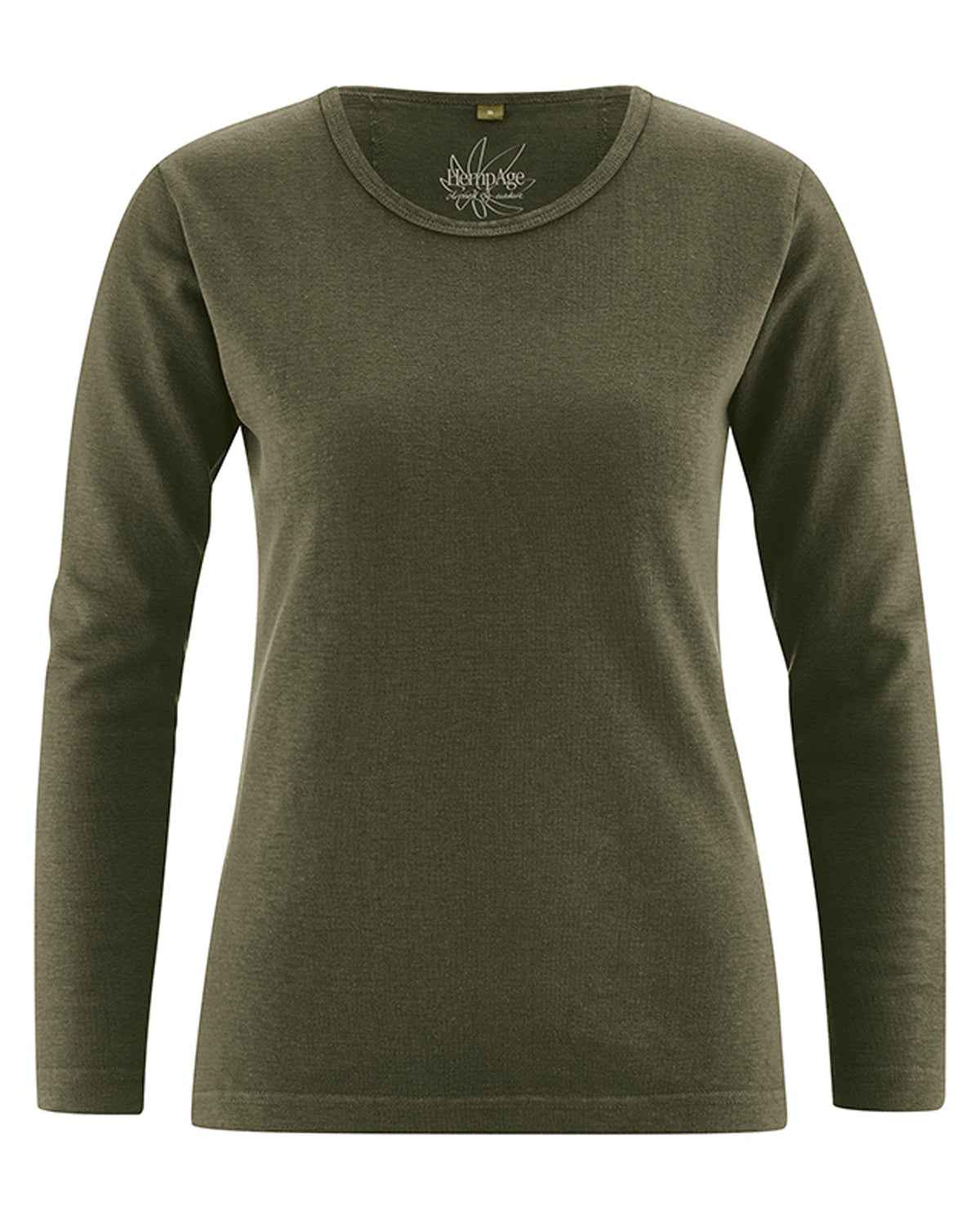 Hempage Damen Langarm Basic Shirt Hanf Bio Baumwolle