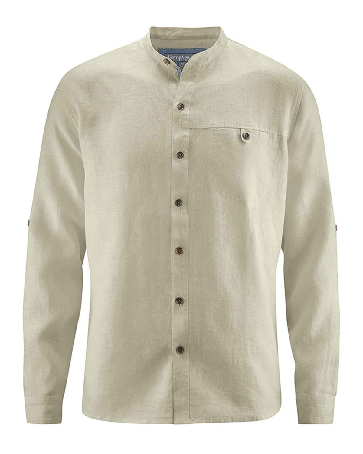 Hempage Herren Shirt Stehkragenhemd Hanf