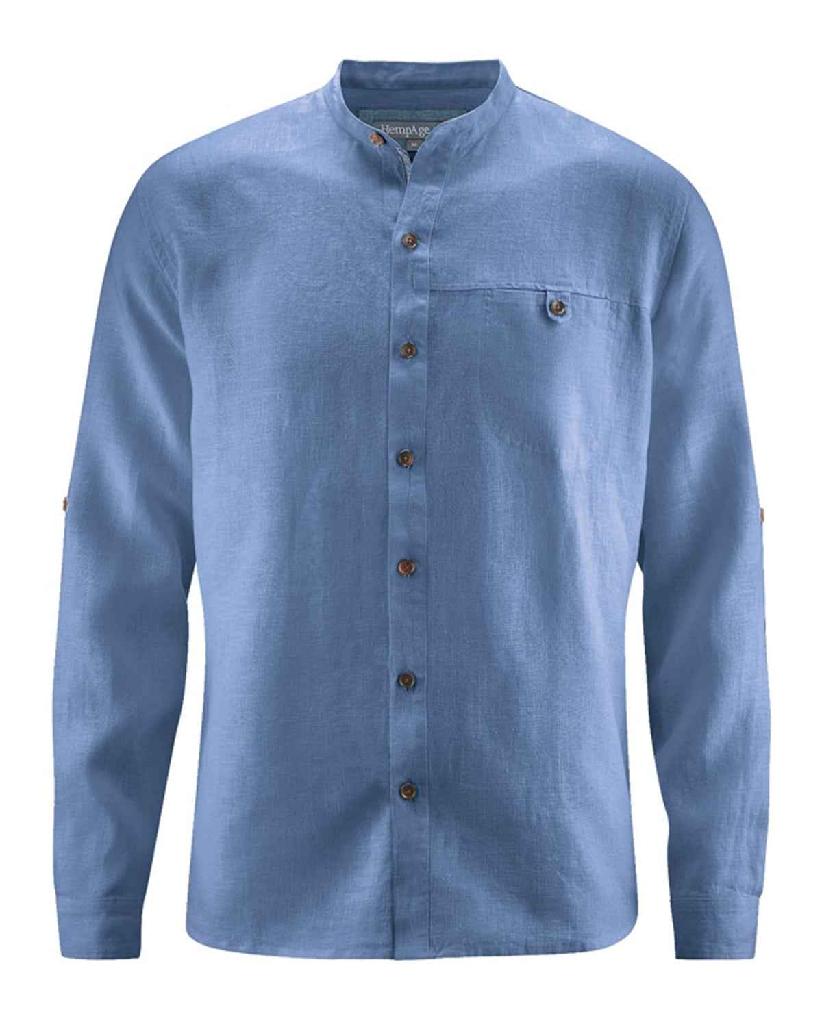 Hempage Herren Shirt Stehkragenhemd Hanf
