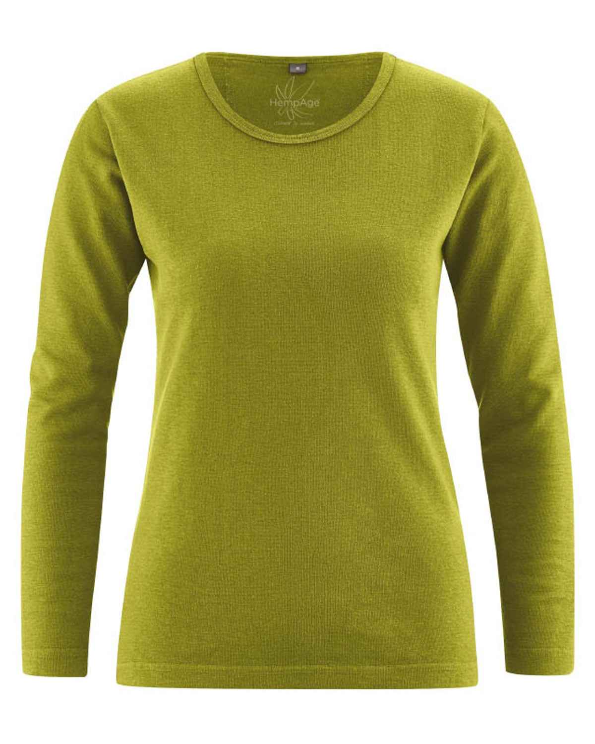 Hempage Damen Langarm Basic Shirt Hanf Bio Baumwolle