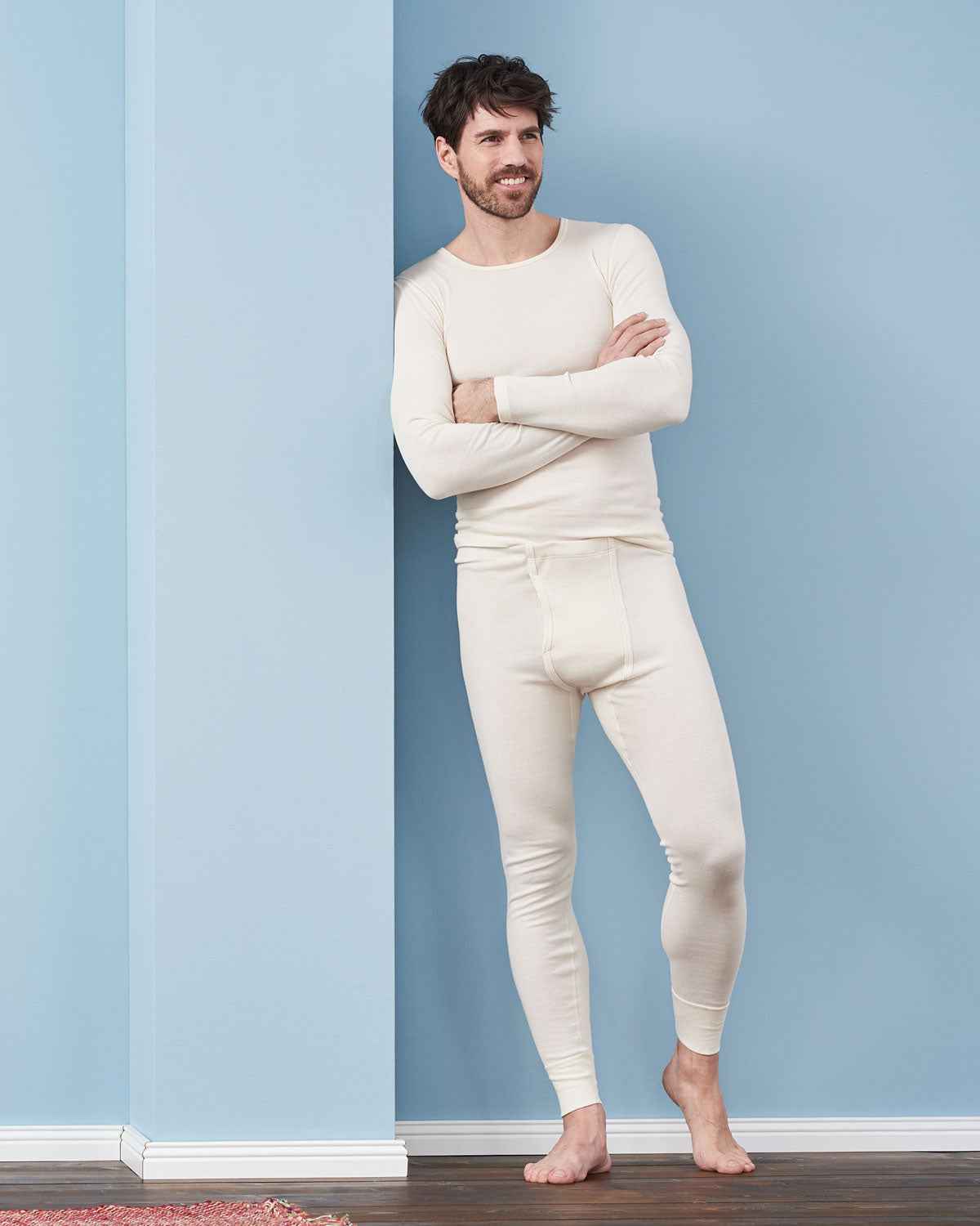 LIVING CRAFTS Herren Langarm-Unterhemd Bio Baumwolle