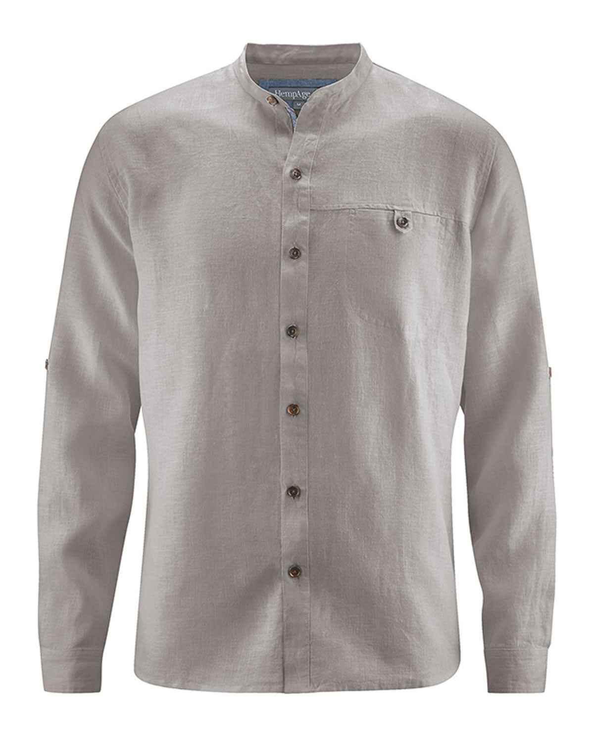 Hempage Herren Shirt Stehkragenhemd Hanf