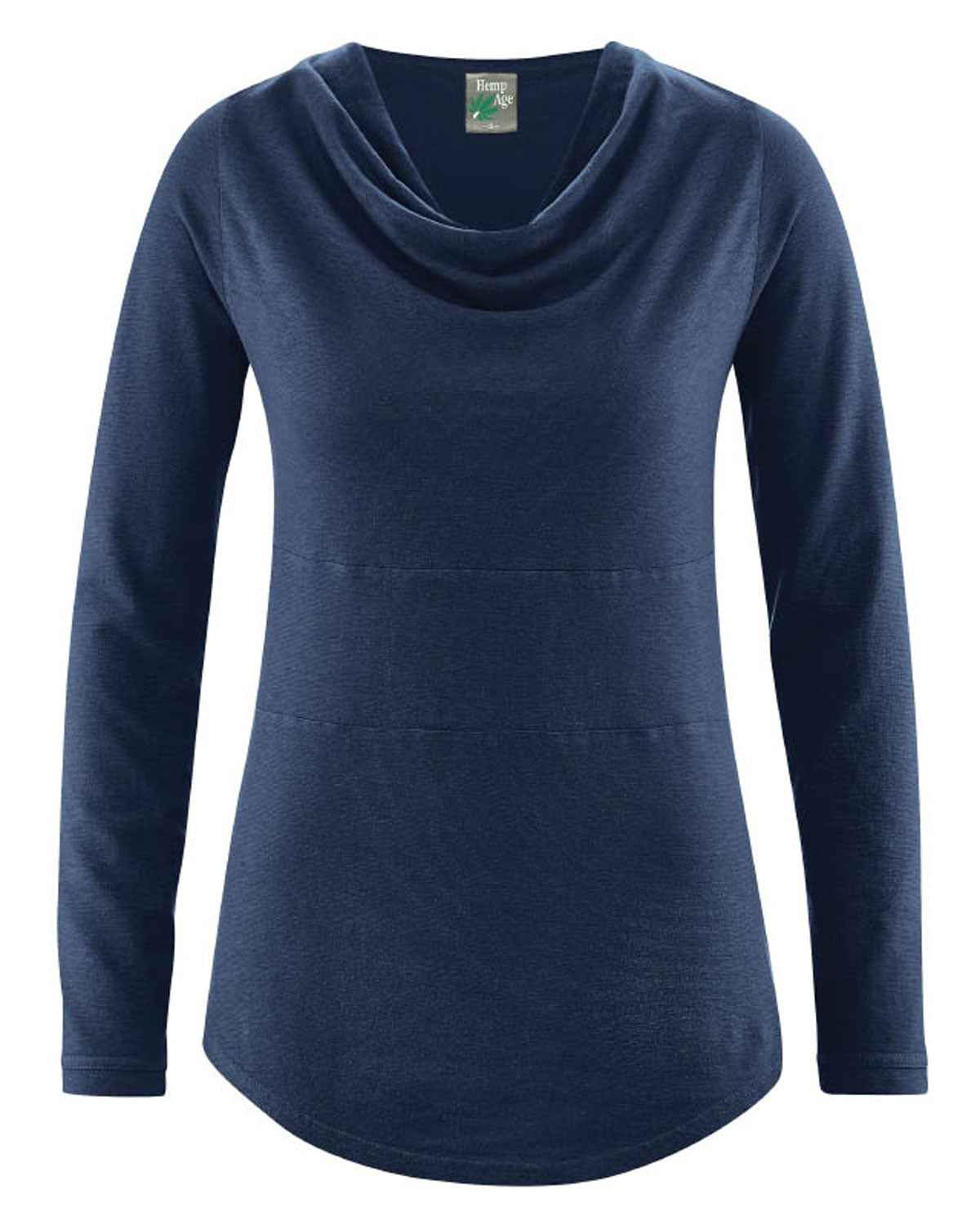 Hempage Damen Shirt Wasserfallkragen Hanf Bio Baumwolle