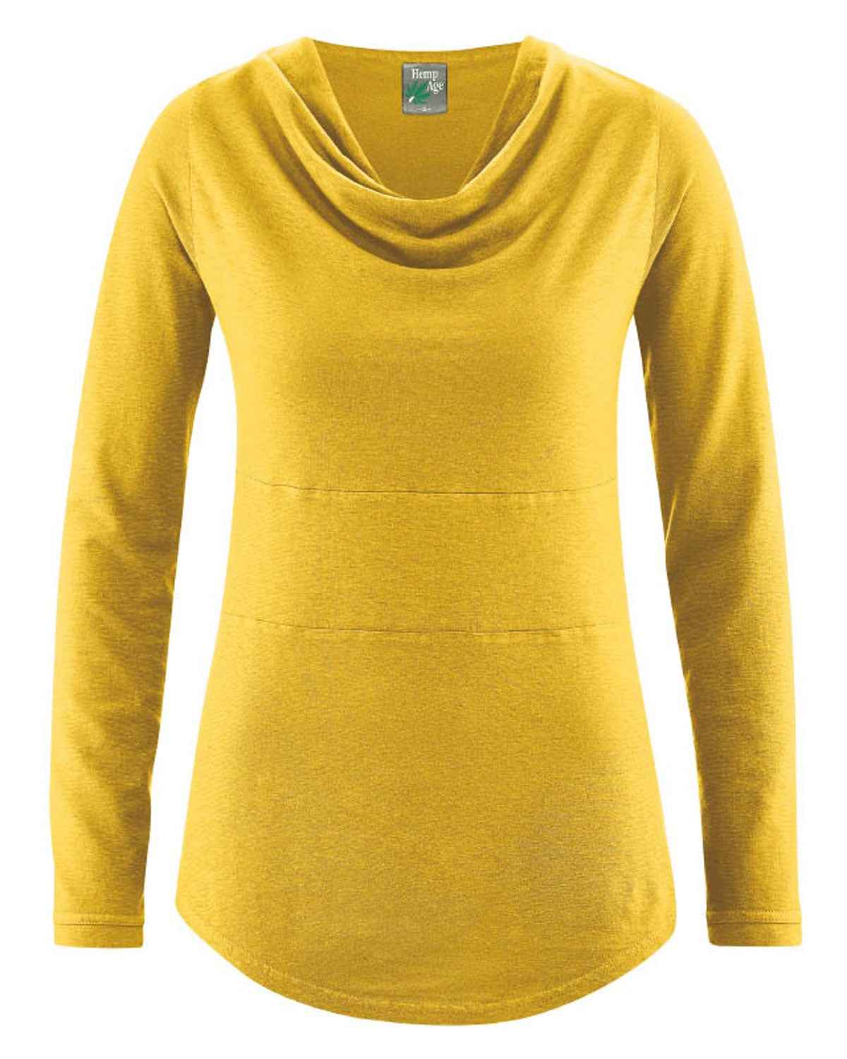 Hempage Damen Shirt Wasserfallkragen Hanf Bio Baumwolle