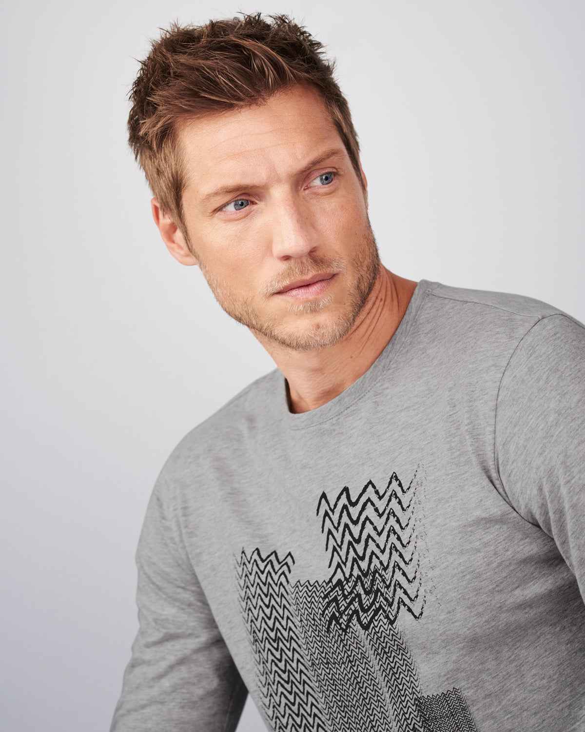 Langarm-Shirt mit Wellenmuster Baumwolle (Bio)
