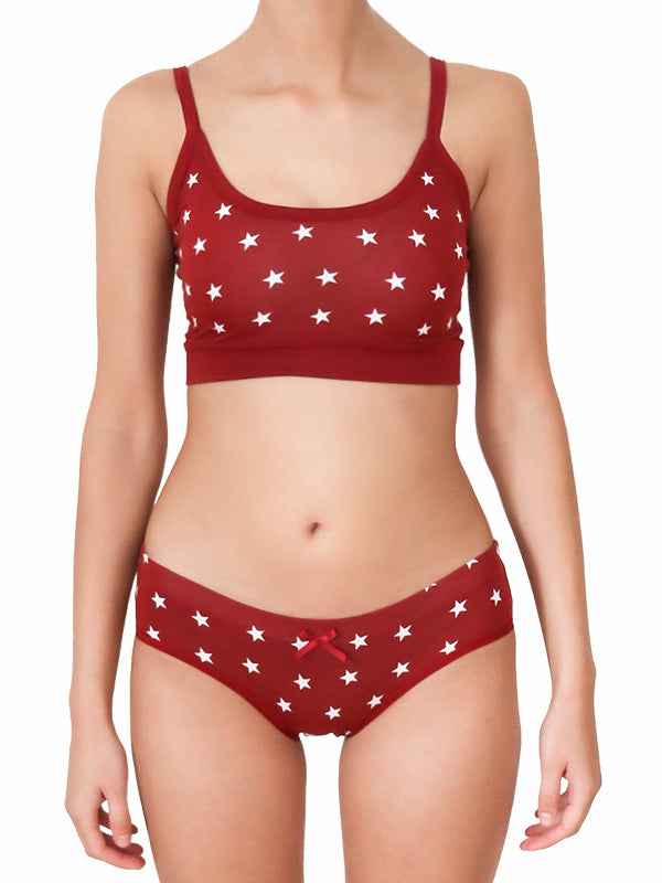Albero Natur Bustier Bio Baumwolle Elasthan mit weißen Sternen