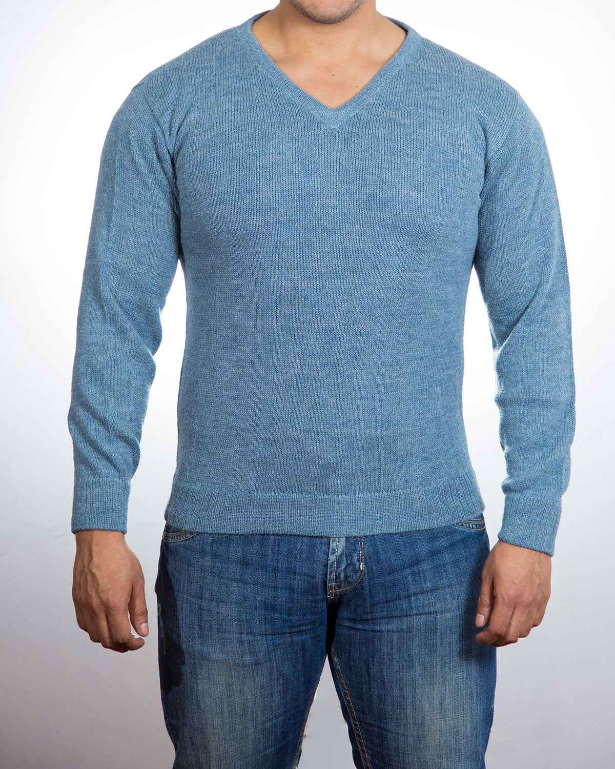 Chompas Herren Pullover V-Ausschnitt reiner Alpaka Wolle