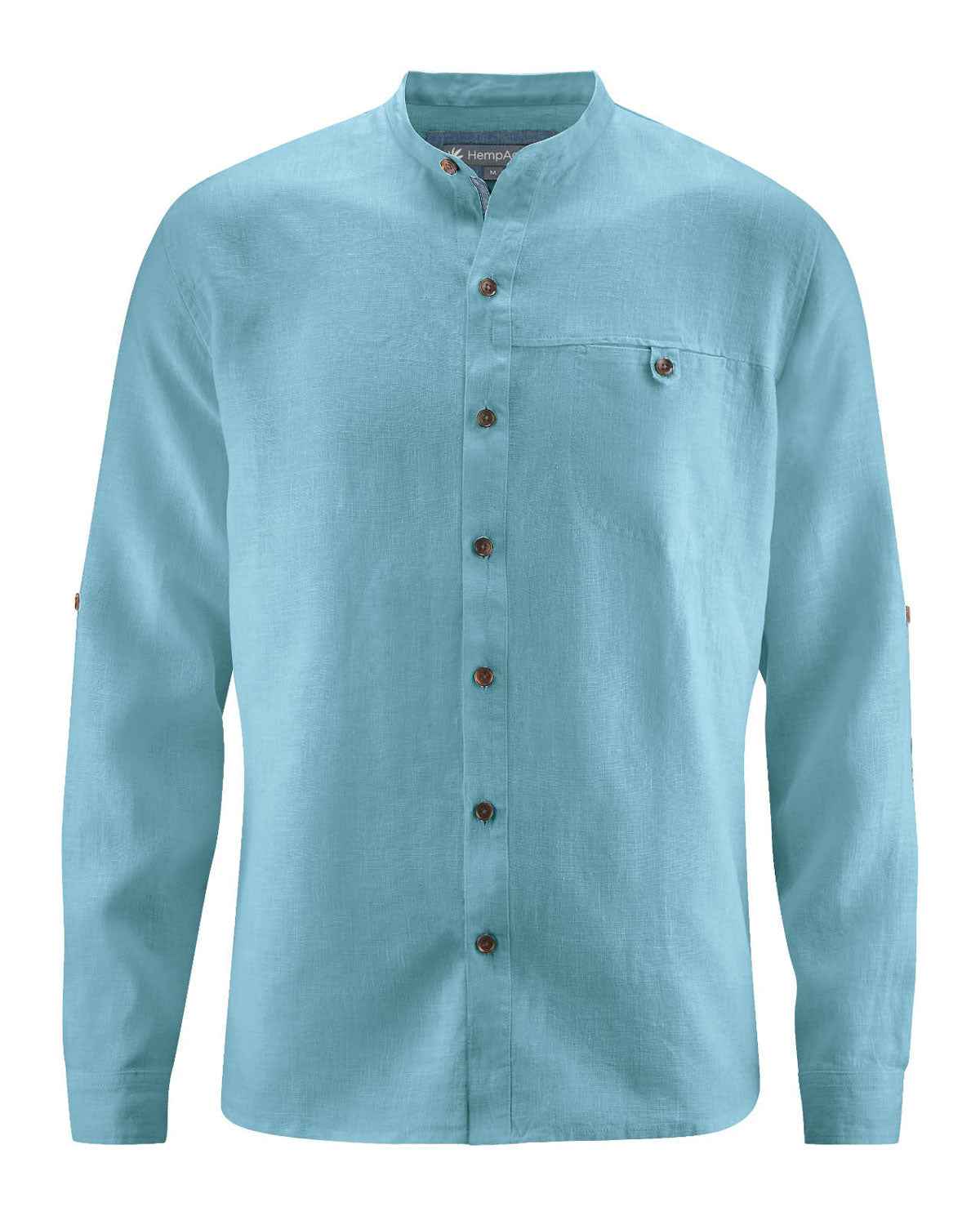 Hempage Herren Shirt Stehkragenhemd Hanf