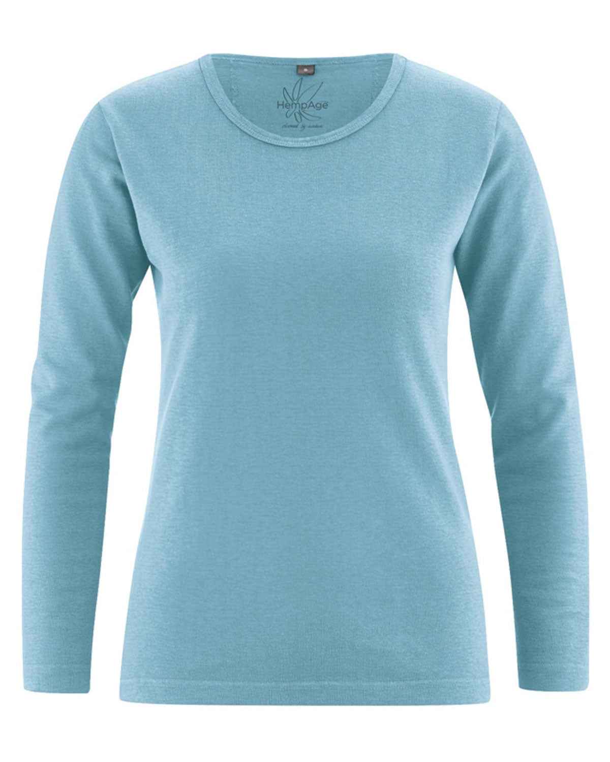 Hempage Damen Langarm Basic Shirt Hanf Bio Baumwolle