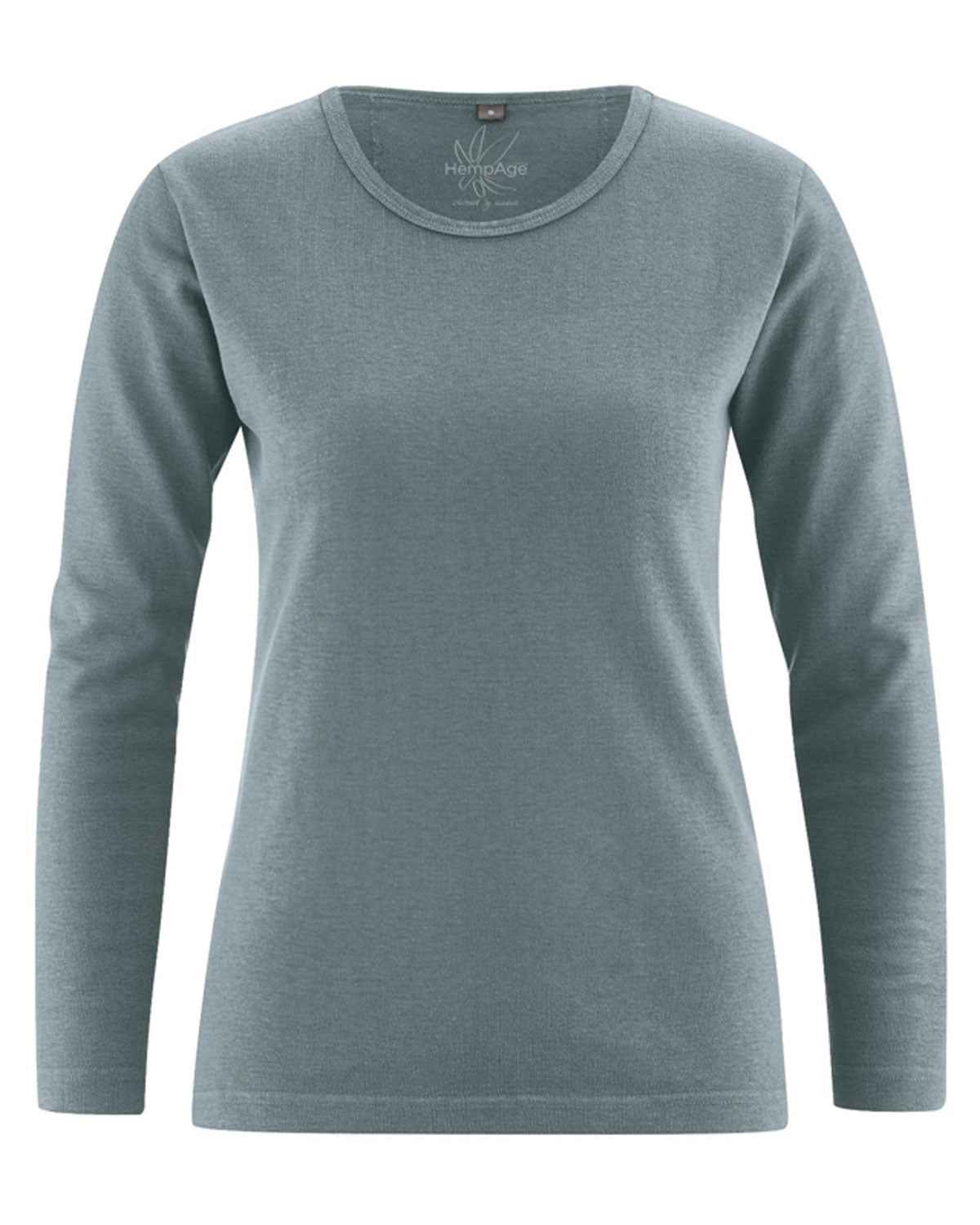 Hempage Damen Langarm Basic Shirt Hanf Bio Baumwolle