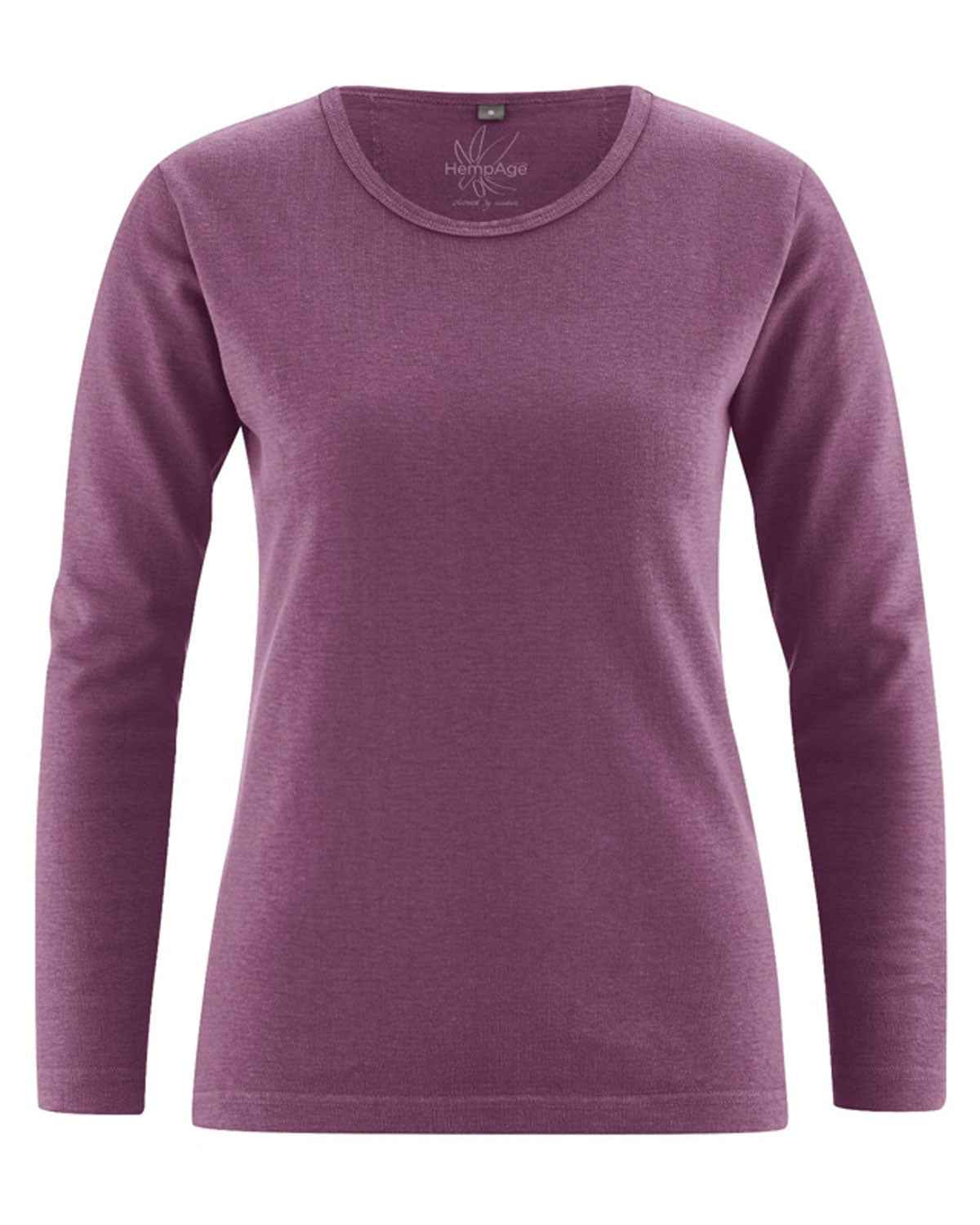 Hempage Damen Langarm Basic Shirt Hanf Bio Baumwolle