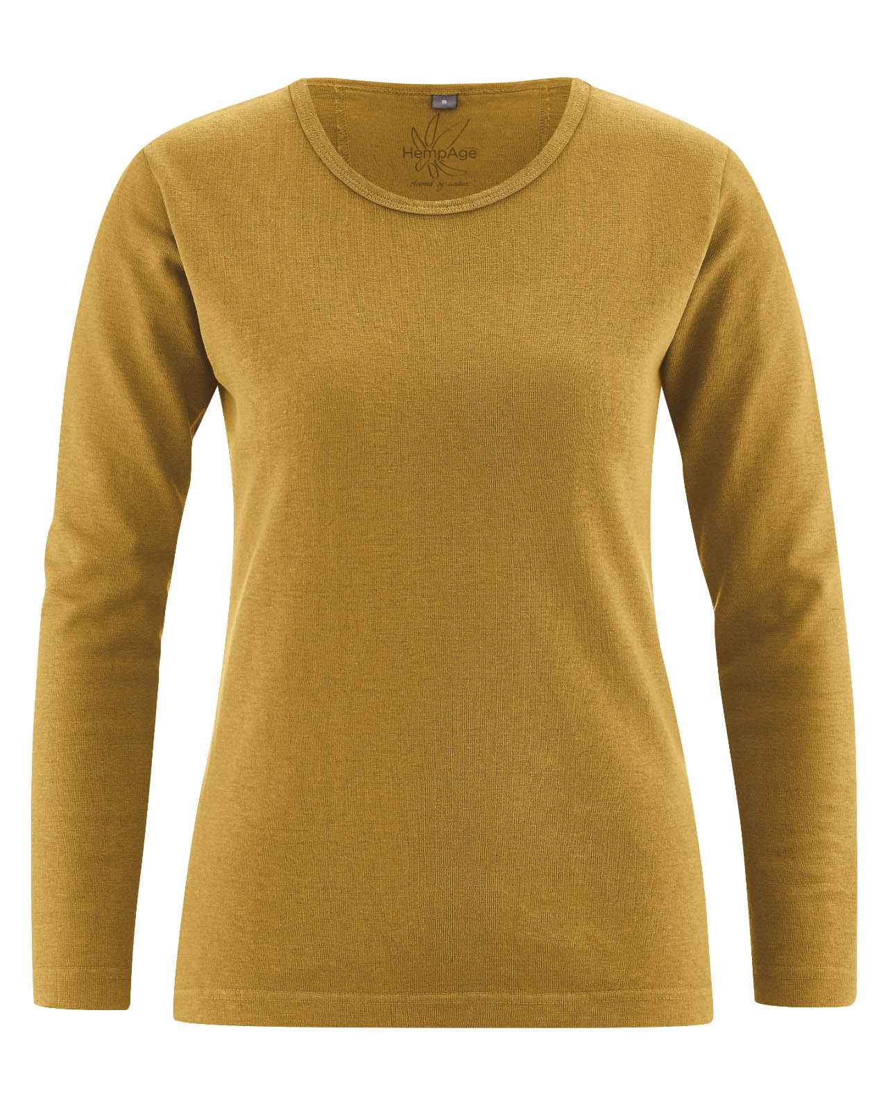 Hempage Damen Langarm Basic Shirt Hanf Bio Baumwolle