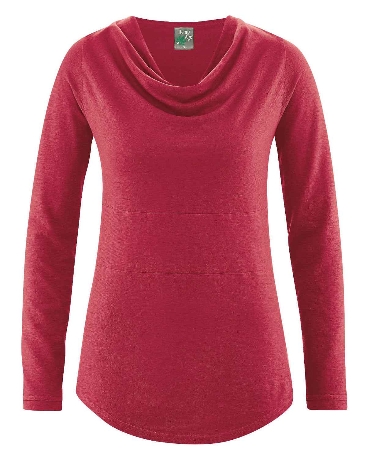 Hempage Damen Shirt Wasserfallkragen Hanf Bio Baumwolle