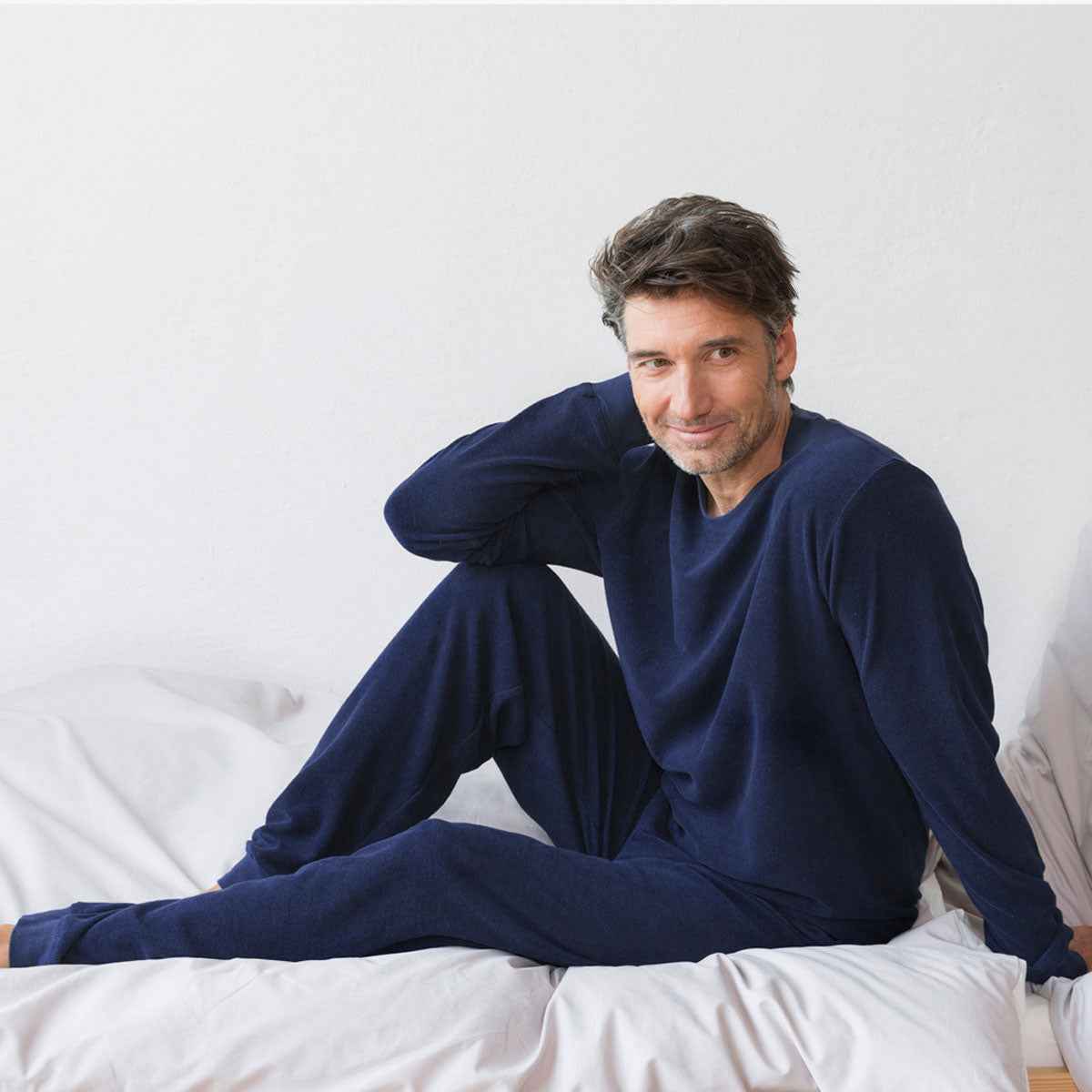 Living Crafts Herren Frottee-Pyjama Bio Baumwolle